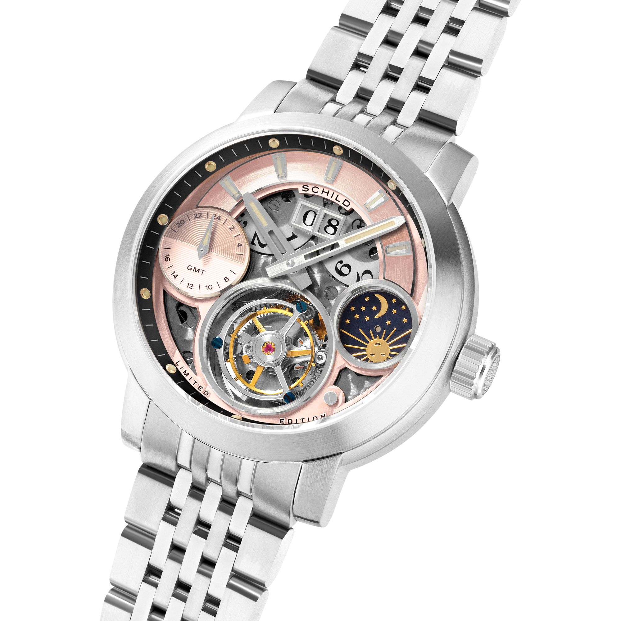 Schild Heinrich Gmt Moonphase Tourbillon Limited Edition Sunset Peach Men's Watch SC-1018-33