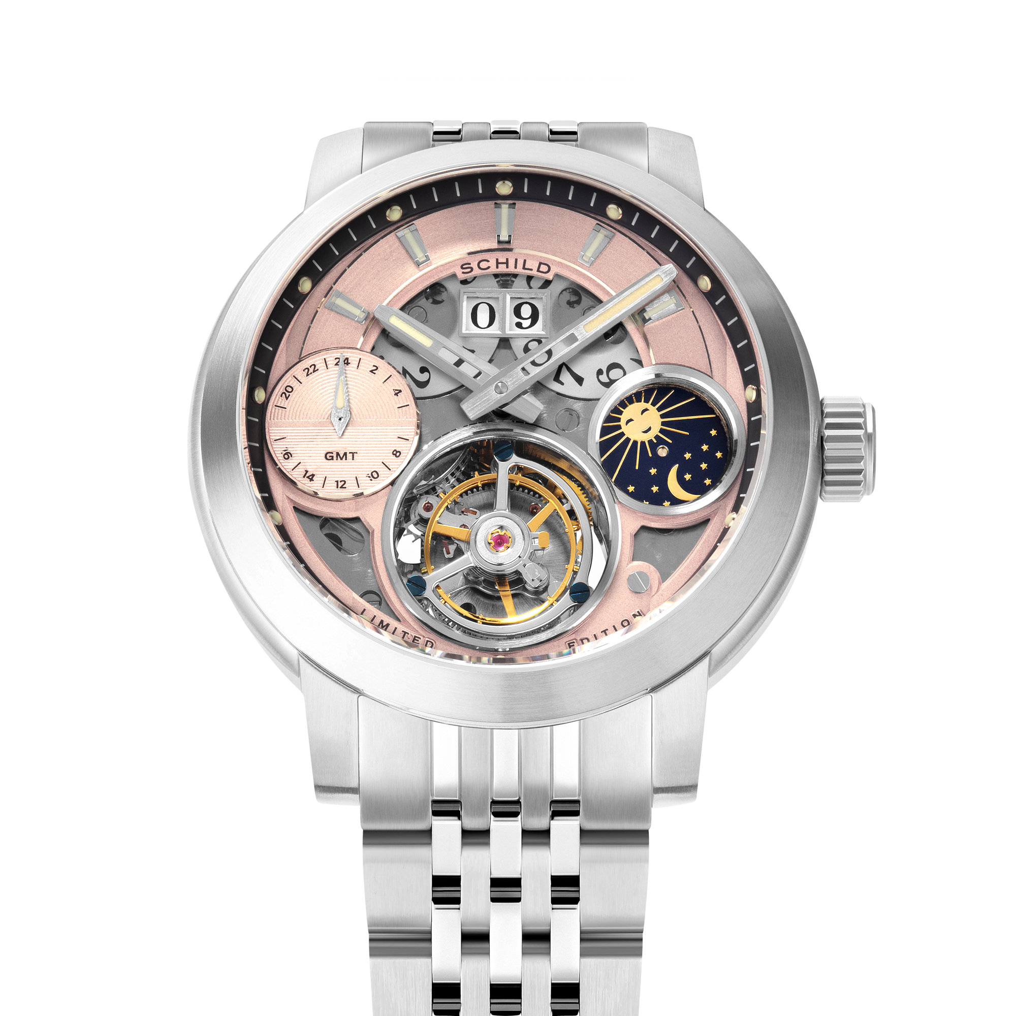 Schild Heinrich Gmt Moonphase Tourbillon Limited Edition Sunset Peach Men's Watch SC-1018-33
