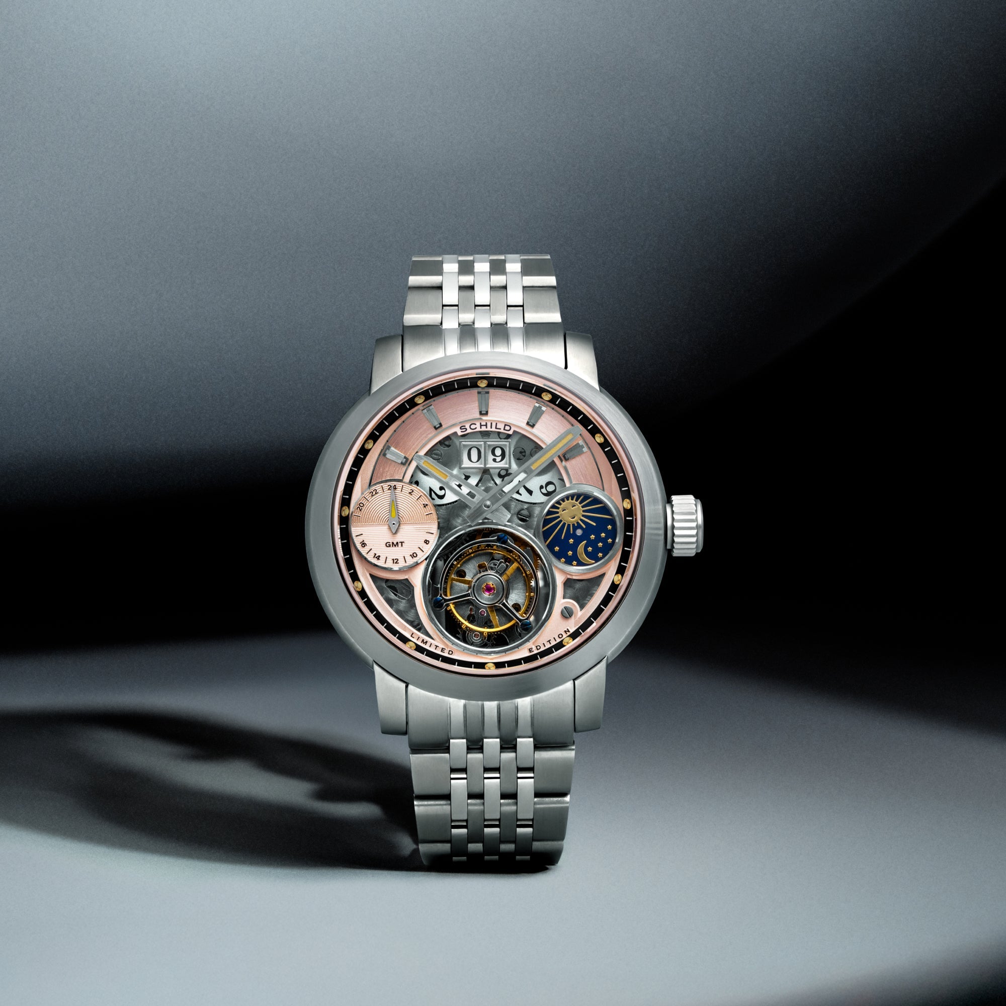 Schild Heinrich Gmt Moonphase Tourbillon Limited Edition Sunset Peach Men's Watch SC-1018-33