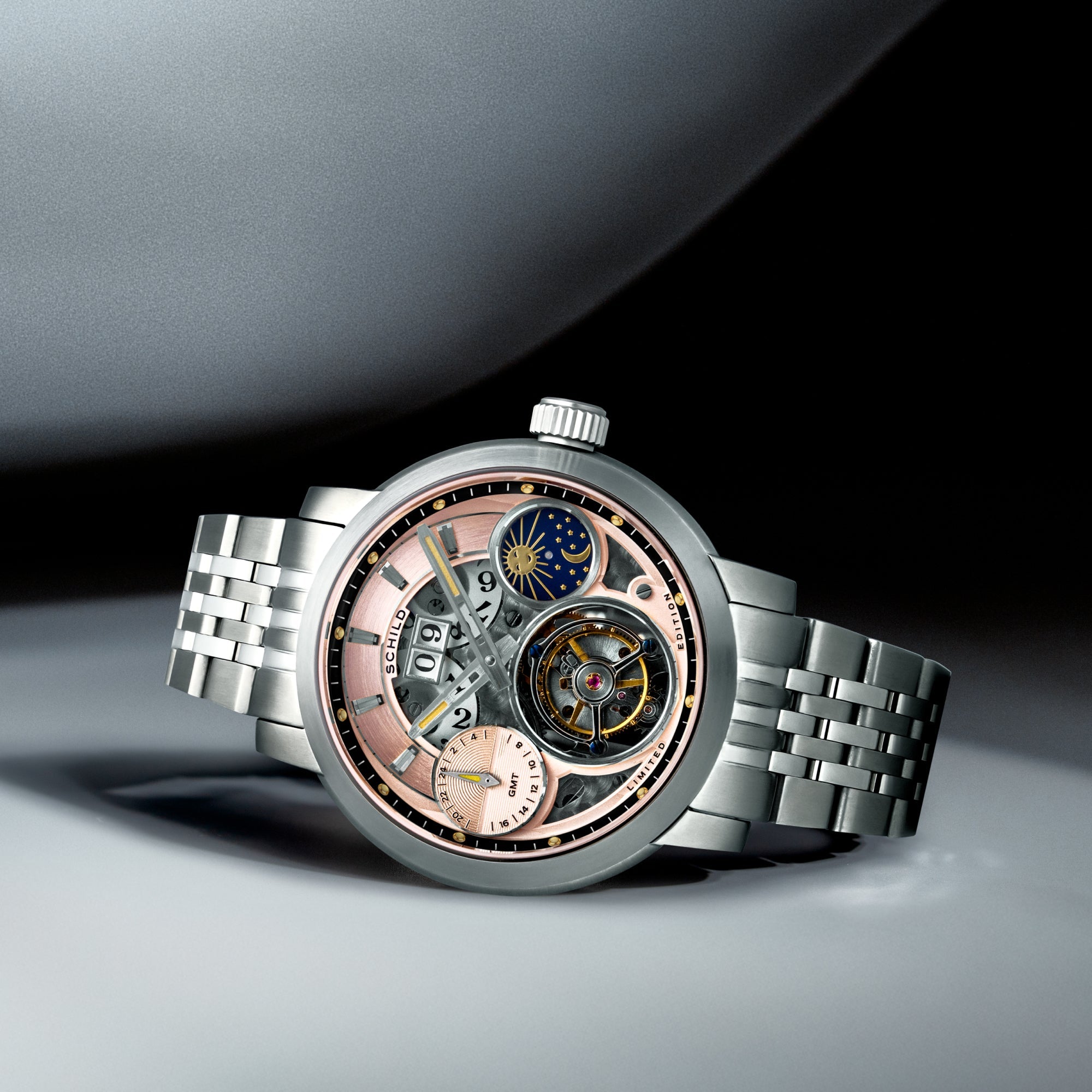 Schild Heinrich Gmt Moonphase Tourbillon Limited Edition Sunset Peach Men's Watch SC-1018-33