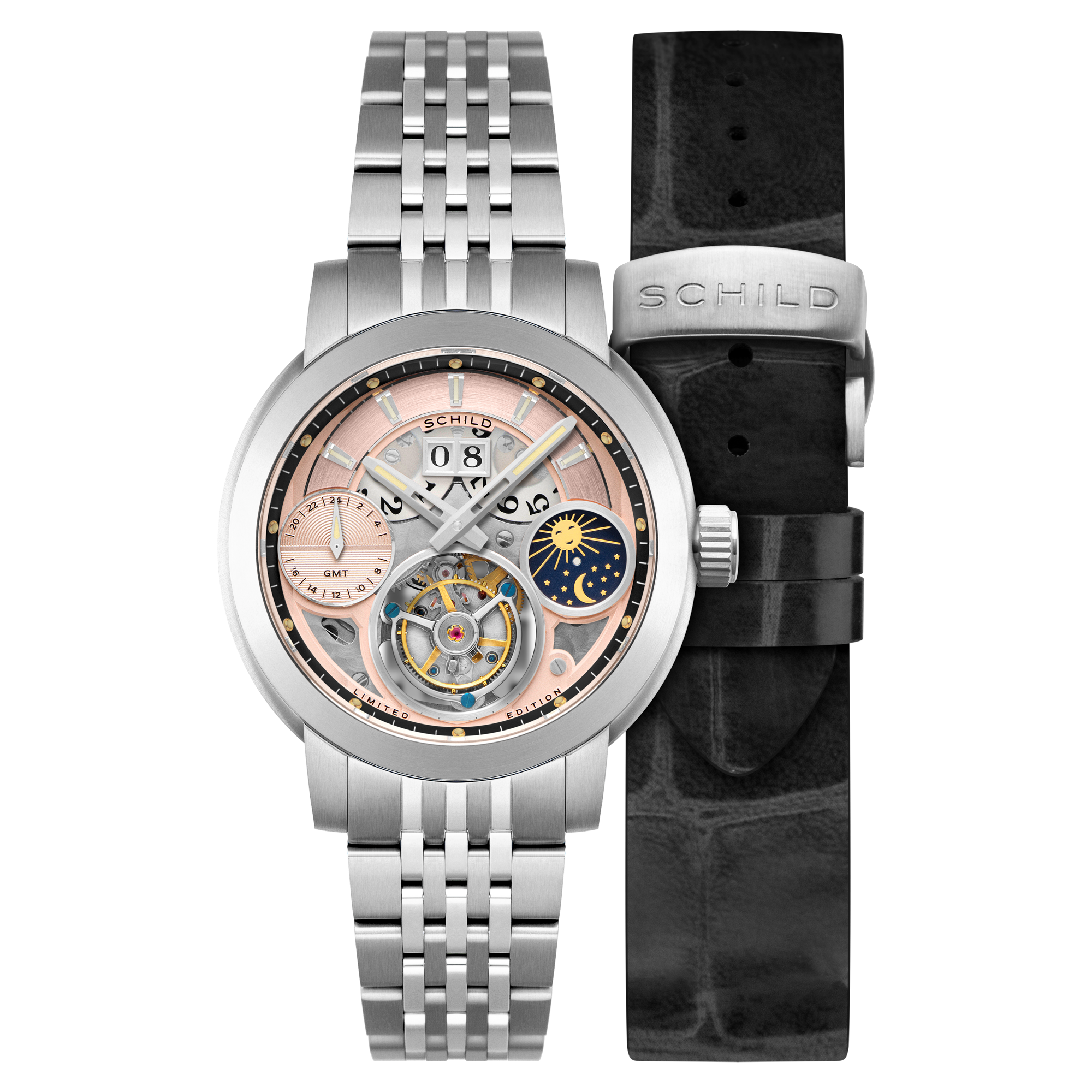 Schild Heinrich Gmt Moonphase Tourbillon Limited Edition Sunset Peach Men's Watch SC-1018-33