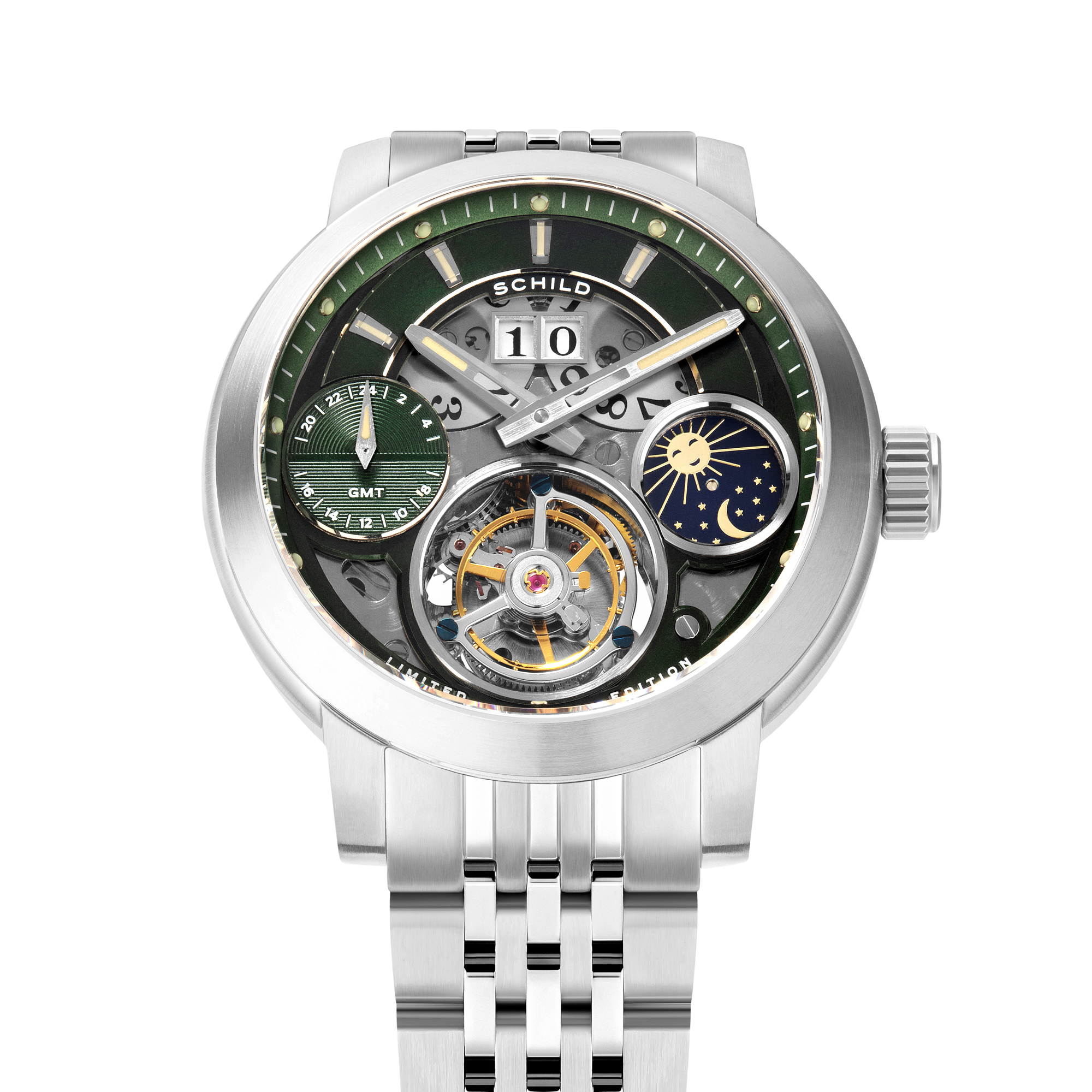 Schild Heinrich Gmt Moonphase Tourbillon Limited Edition Jade Green Men's Watch SC-1018-55