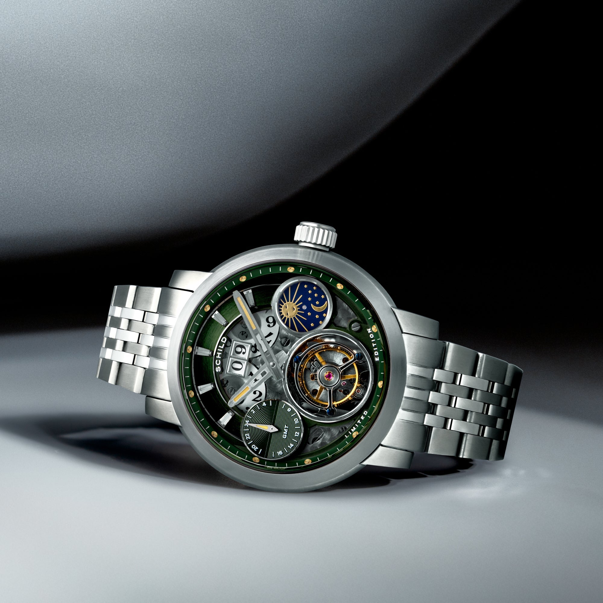 Schild Heinrich Gmt Moonphase Tourbillon Limited Edition Jade Green Men's Watch SC-1018-55