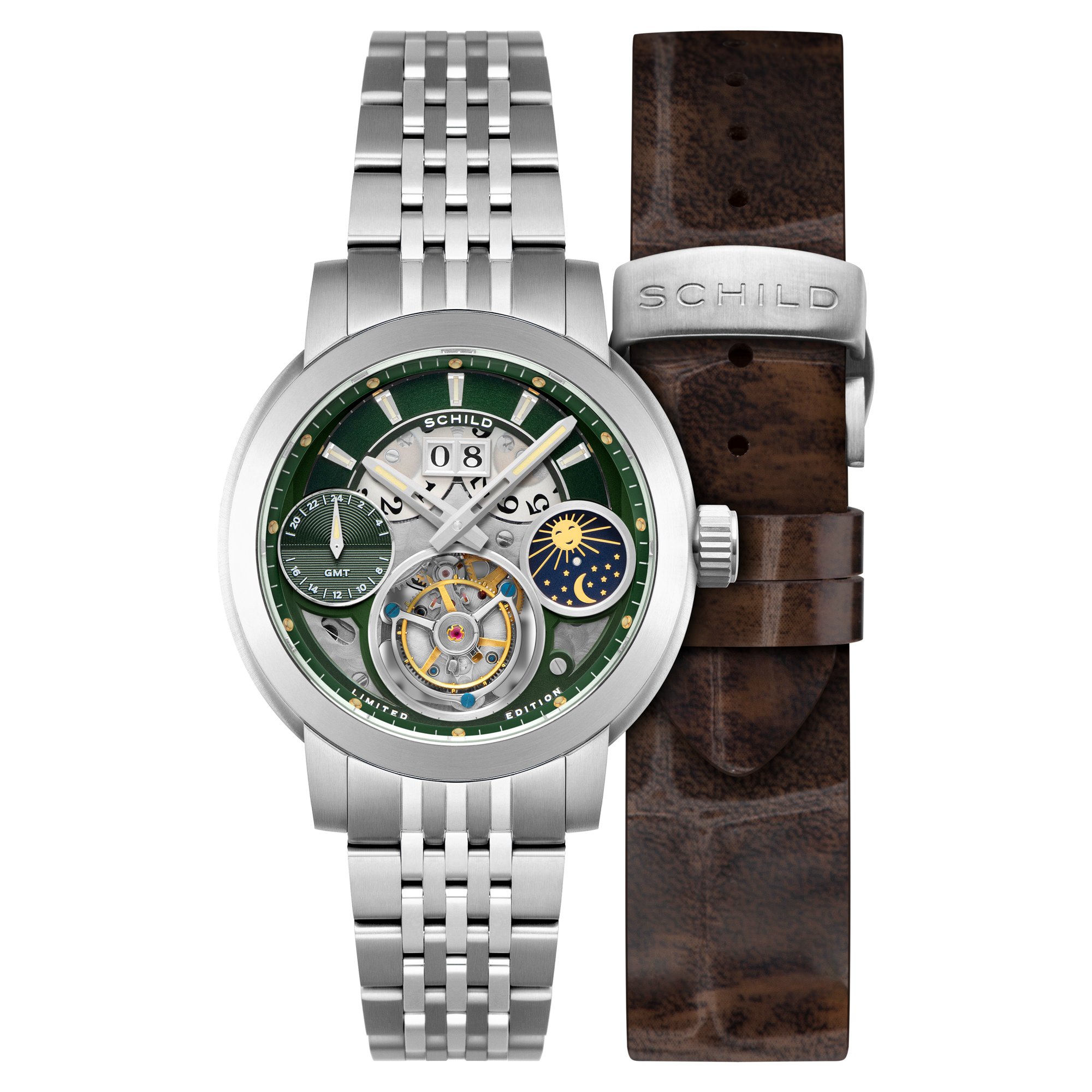 Schild Heinrich Gmt Moonphase Tourbillon Limited Edition Jade Green Men's Watch SC-1018-55