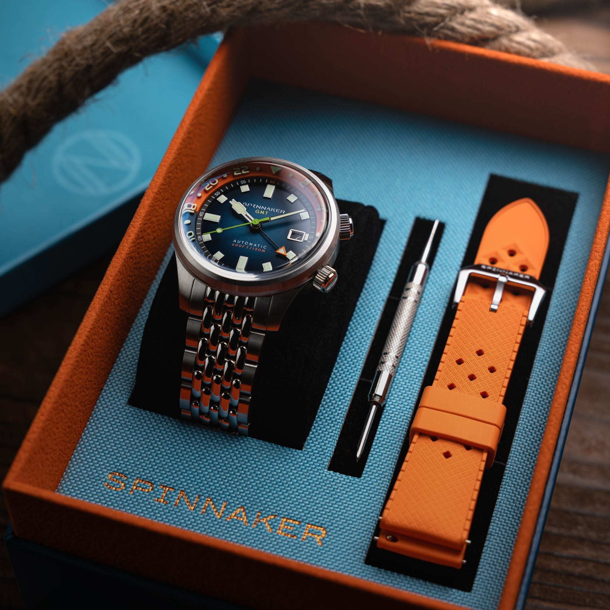 SPINNAKER Spinnaker Bradner GMT Automatic Orange Blue Men's Watch