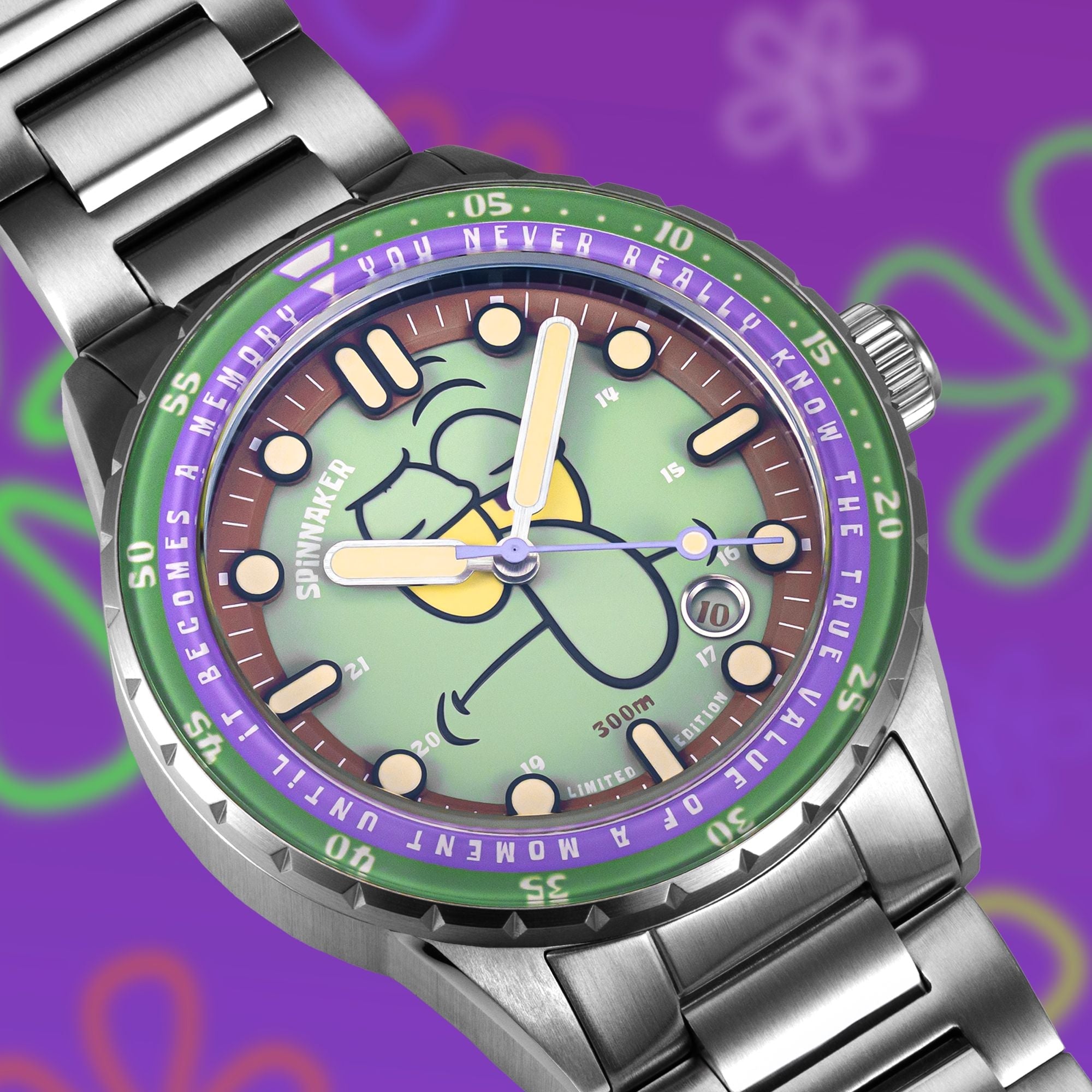 SPINNAKER Spinnaker Squidward Green Hass Automatic Spongebob Squarepants 25th Limited Edition SP-5138-33