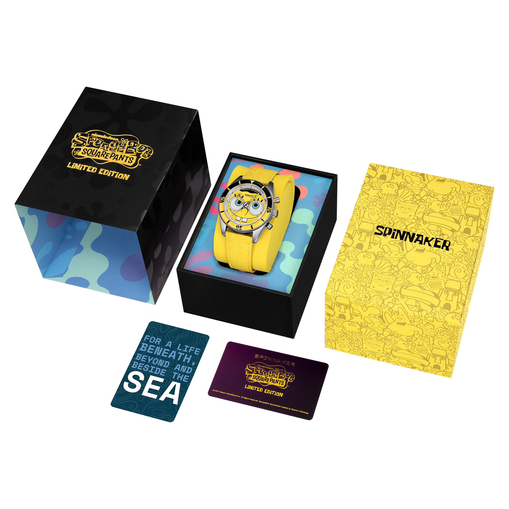 SPINNAKER Spinnaker Fleuss Mechanical Chronograph Spongebob Squarepants Eyedial Limited Edition Googly Yellow Men's Watch SP-5153-01