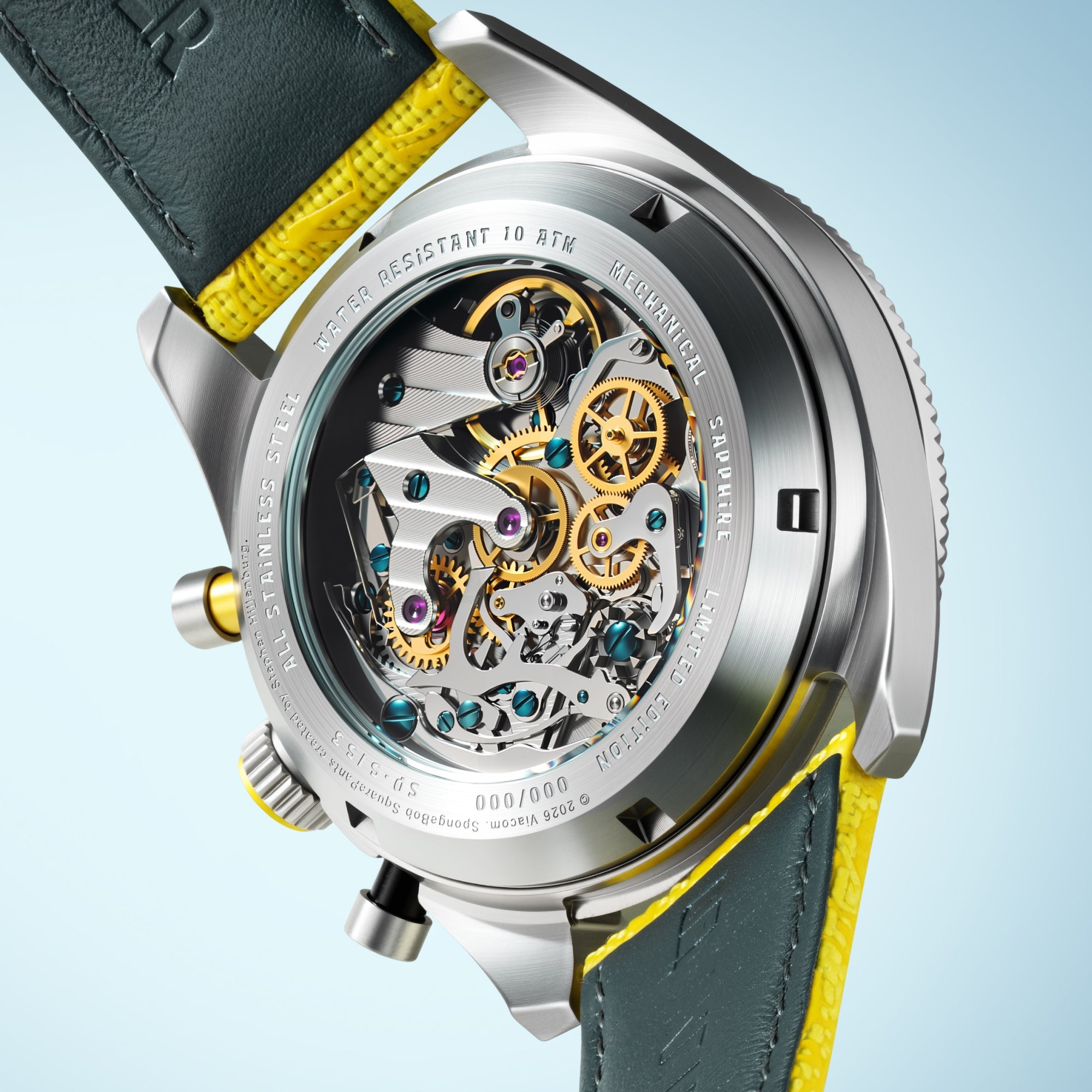 SPINNAKER Spinnaker Fleuss Mechanical Chronograph Spongebob Squarepants Eyedial Limited Edition Googly Yellow Men's Watch SP-5153-01
