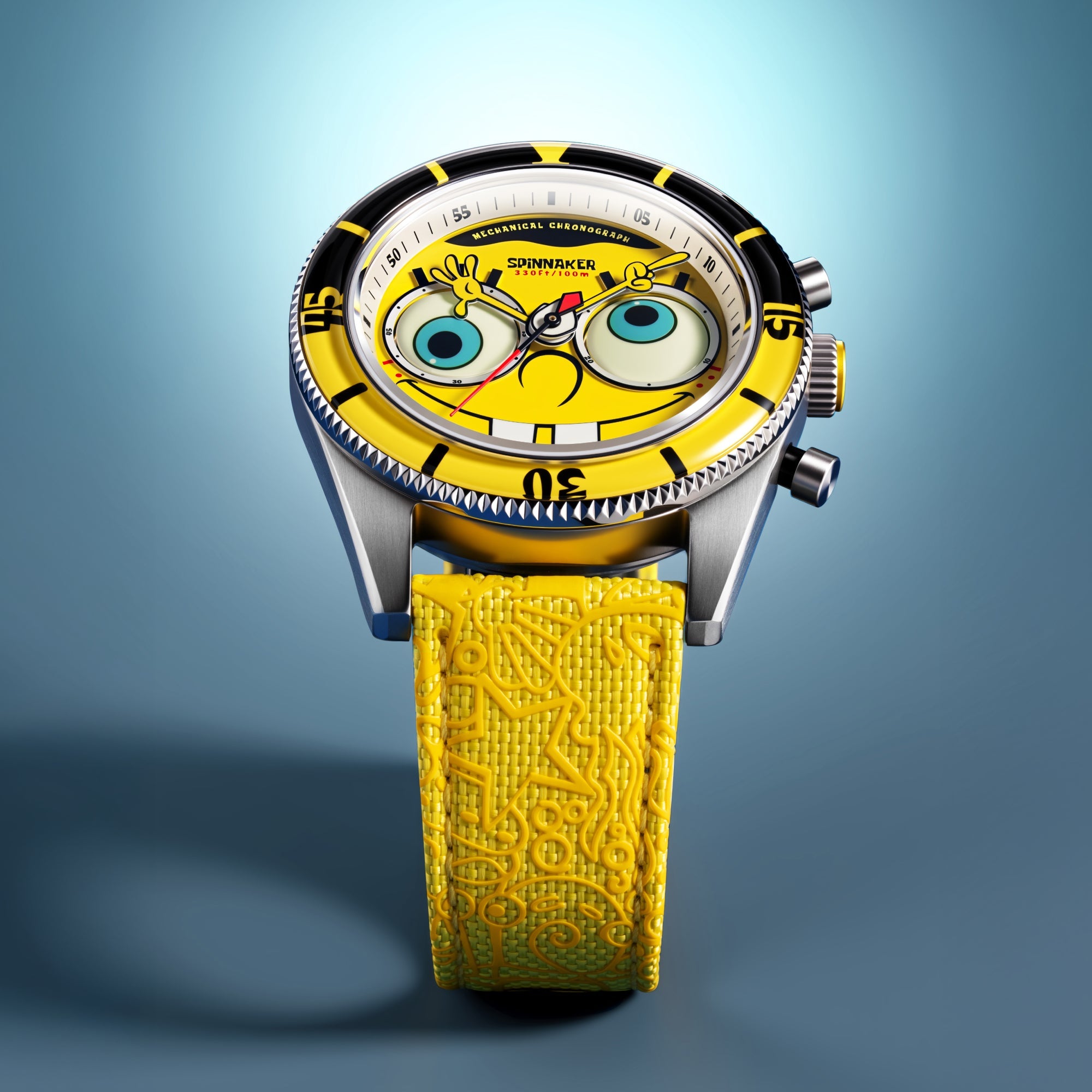 SPINNAKER Spinnaker Fleuss Mechanical Chronograph Spongebob Squarepants Eyedial Limited Edition Googly Yellow Men's Watch SP-5153-01
