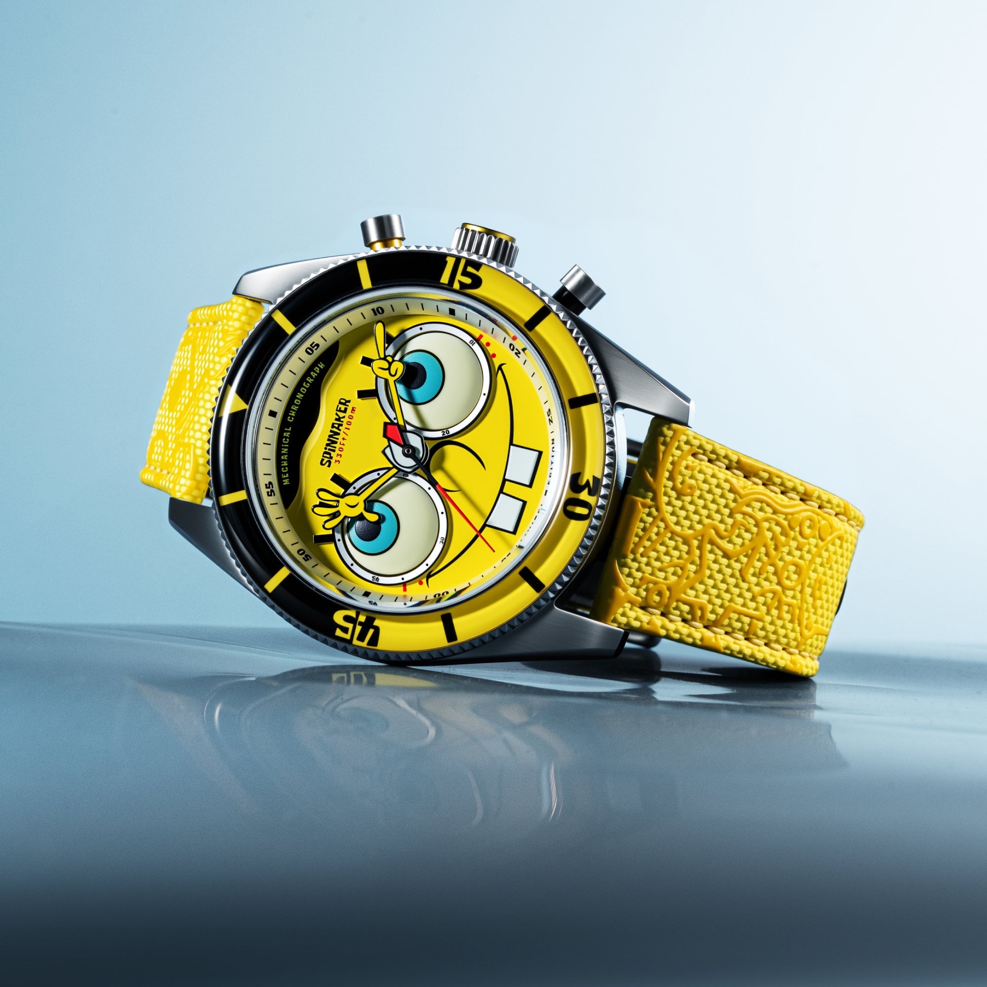 SPINNAKER Spinnaker Fleuss Mechanical Chronograph Spongebob Squarepants Eyedial Limited Edition Googly Yellow Men's Watch SP-5153-01