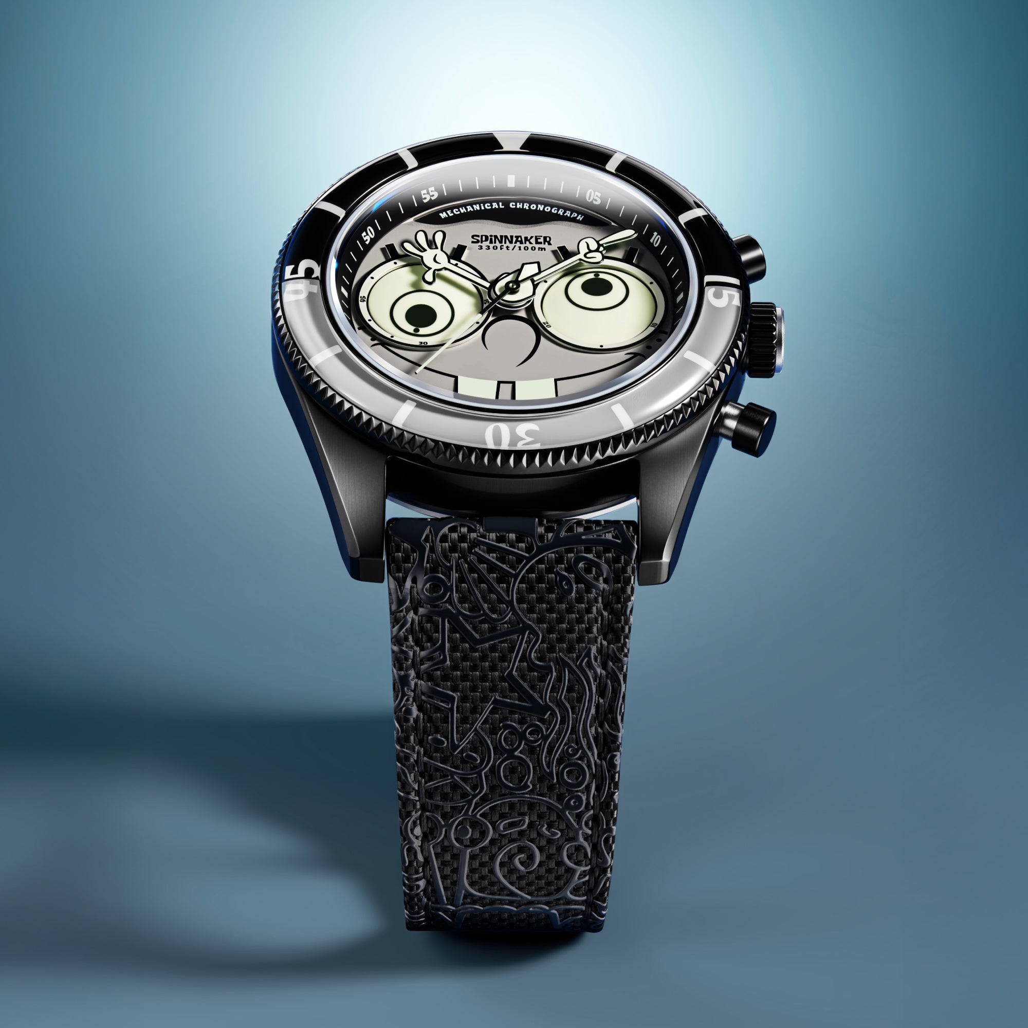 SPINNAKER Spinnaker Fleuss Mechanical Chronograph Spongebob Squarepants Eyedial Limited Edition Googly Black Men's Watch SP-5153-02