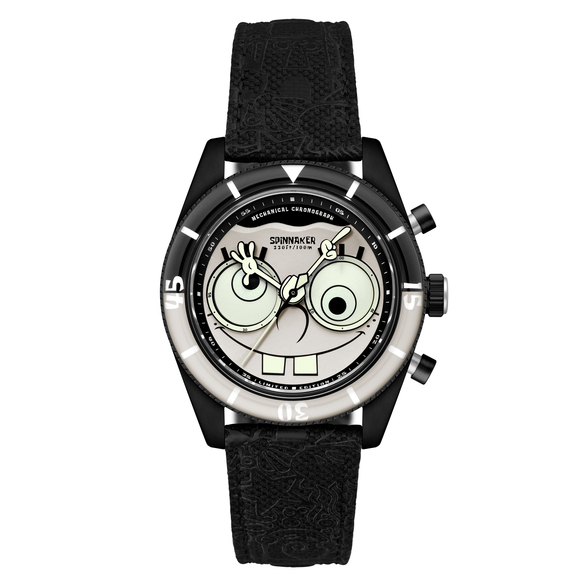 SPINNAKER Spinnaker Fleuss Mechanical Chronograph Spongebob Squarepants Eyedial Limited Edition Googly Black Men's Watch SP-5153-02