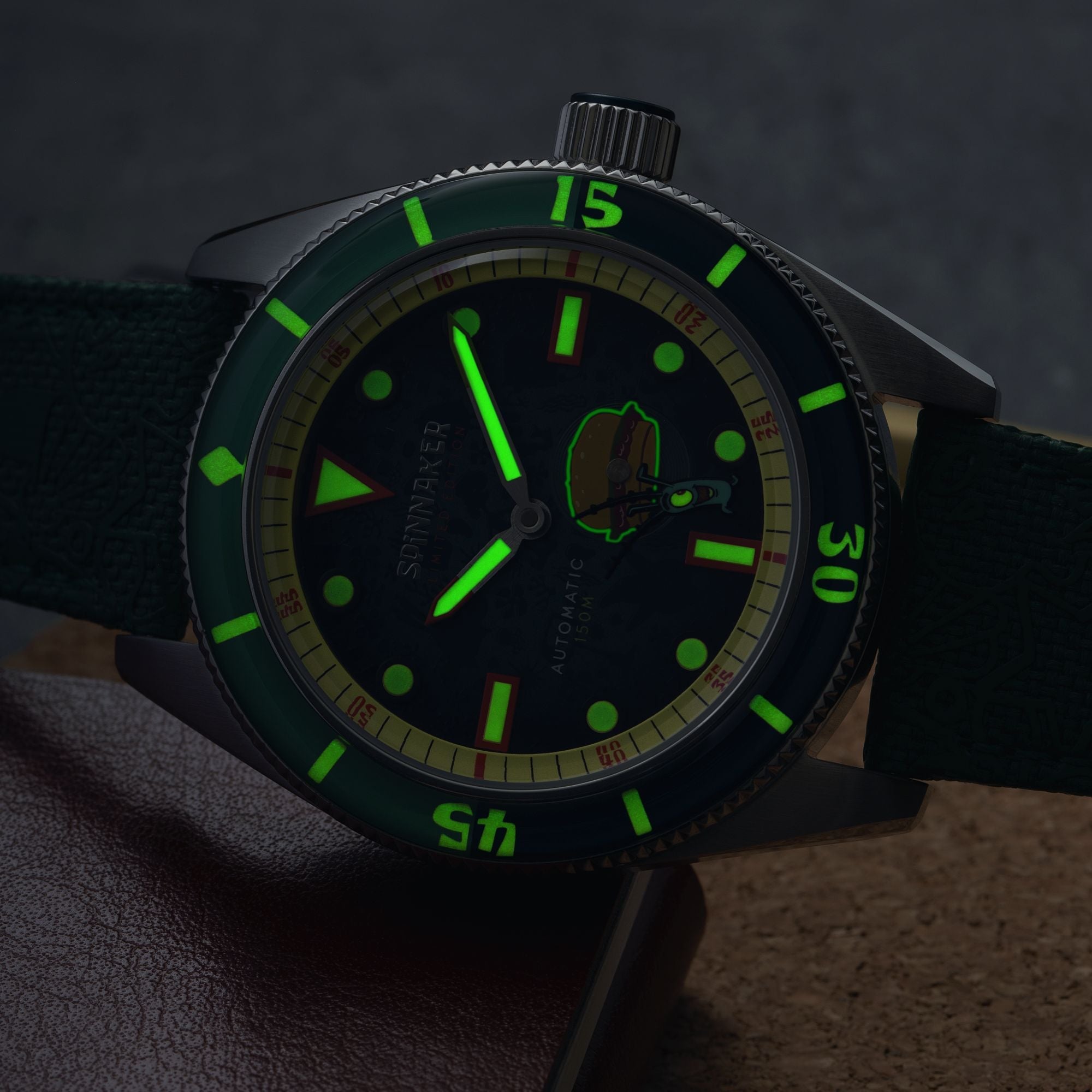SPINNAKER Spinnaker Fleuss Automatic Spongebob Squarepants Frenemies Limited Edition Plankton Green Men's Watch SP-5160-02