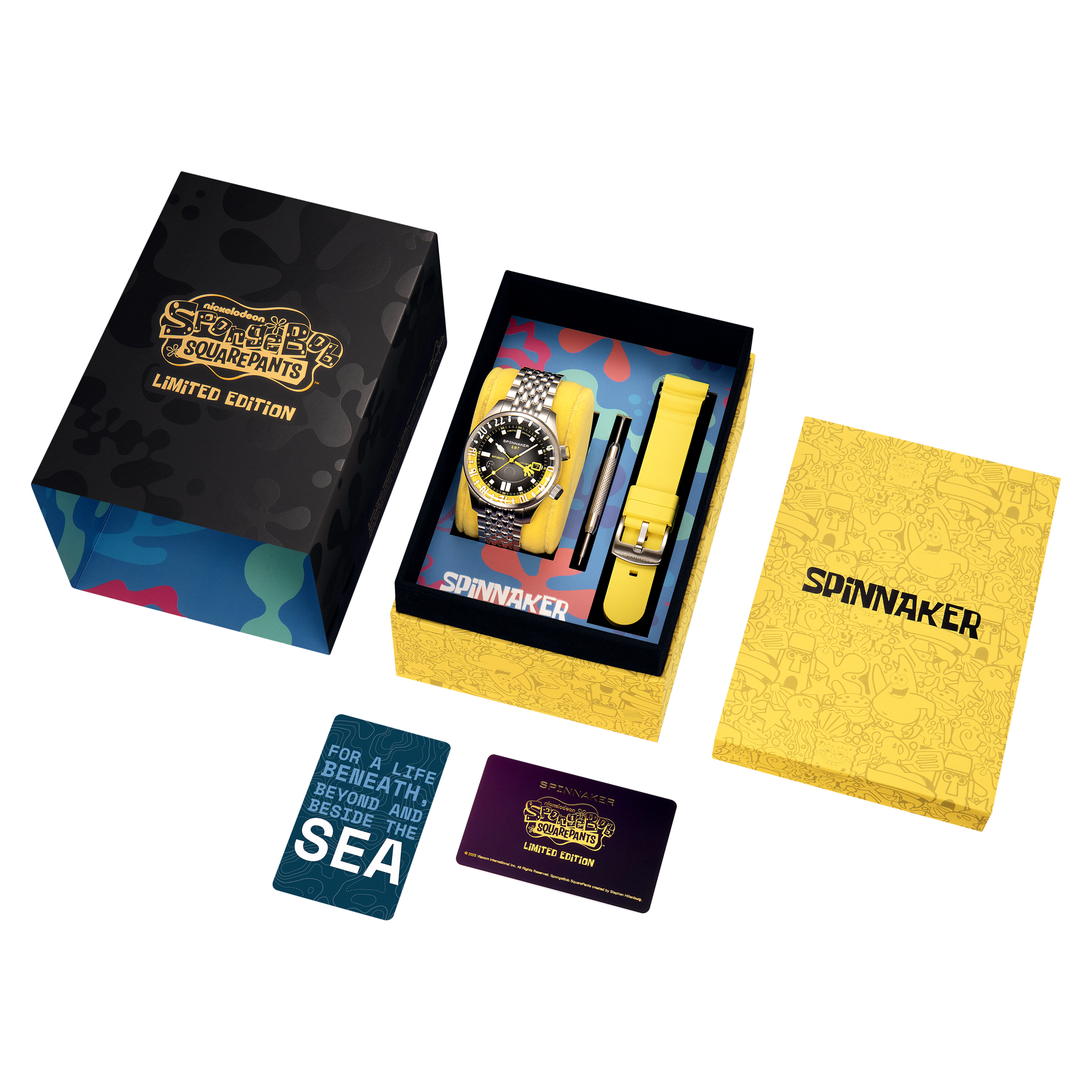 Spinnaker Bradner GMT Automatic Spongebob Squarepants Bubbly Grins Limited Edition Spongebob Yellow Men's Watch SP-5162-11