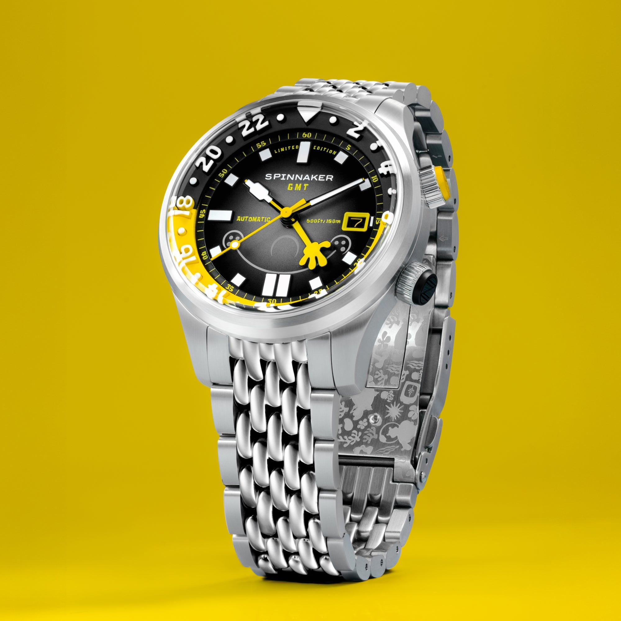 Spinnaker Bradner GMT Automatic Spongebob Squarepants Bubbly Grins Limited Edition Spongebob Yellow Men's Watch SP-5162-11