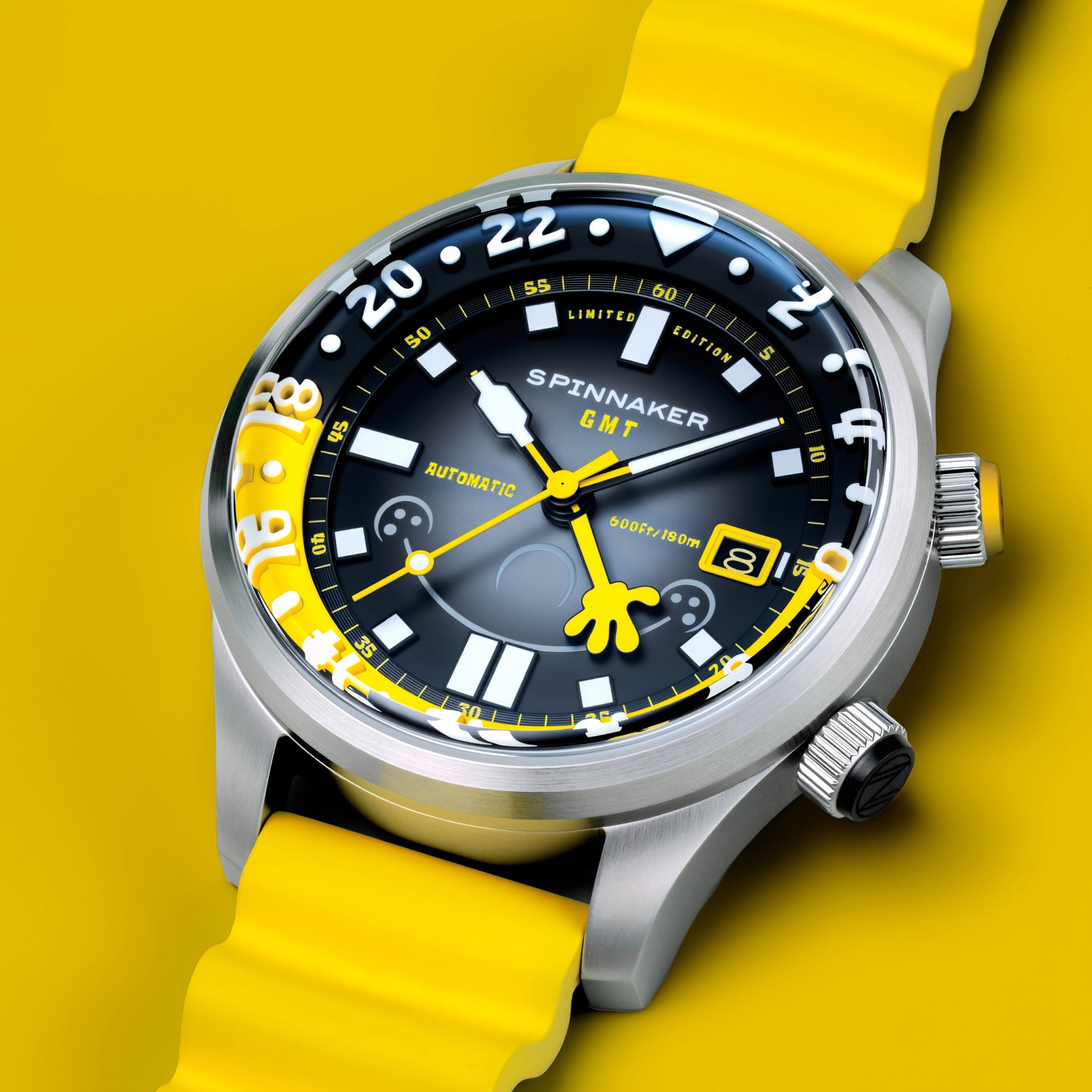 Spinnaker Bradner GMT Automatic Spongebob Squarepants Bubbly Grins Limited Edition Spongebob Yellow Men's Watch SP-5162-11