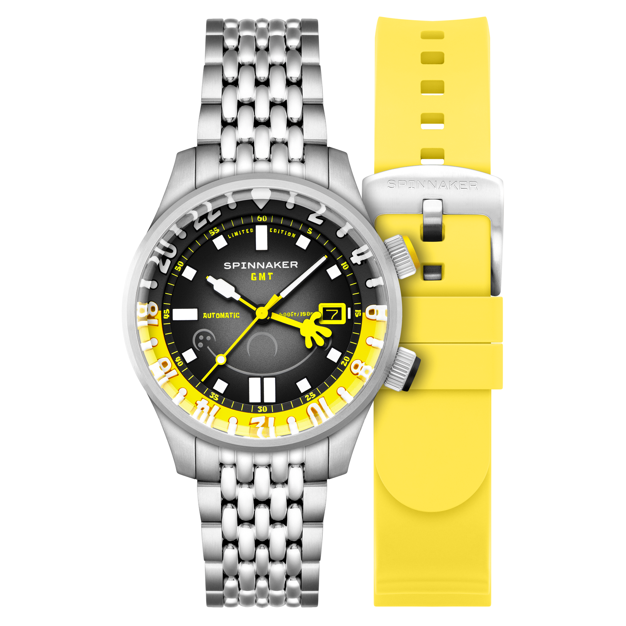 Spinnaker Bradner GMT Automatic Spongebob Squarepants Bubbly Grins Limited Edition Spongebob Yellow Men's Watch SP-5162-11