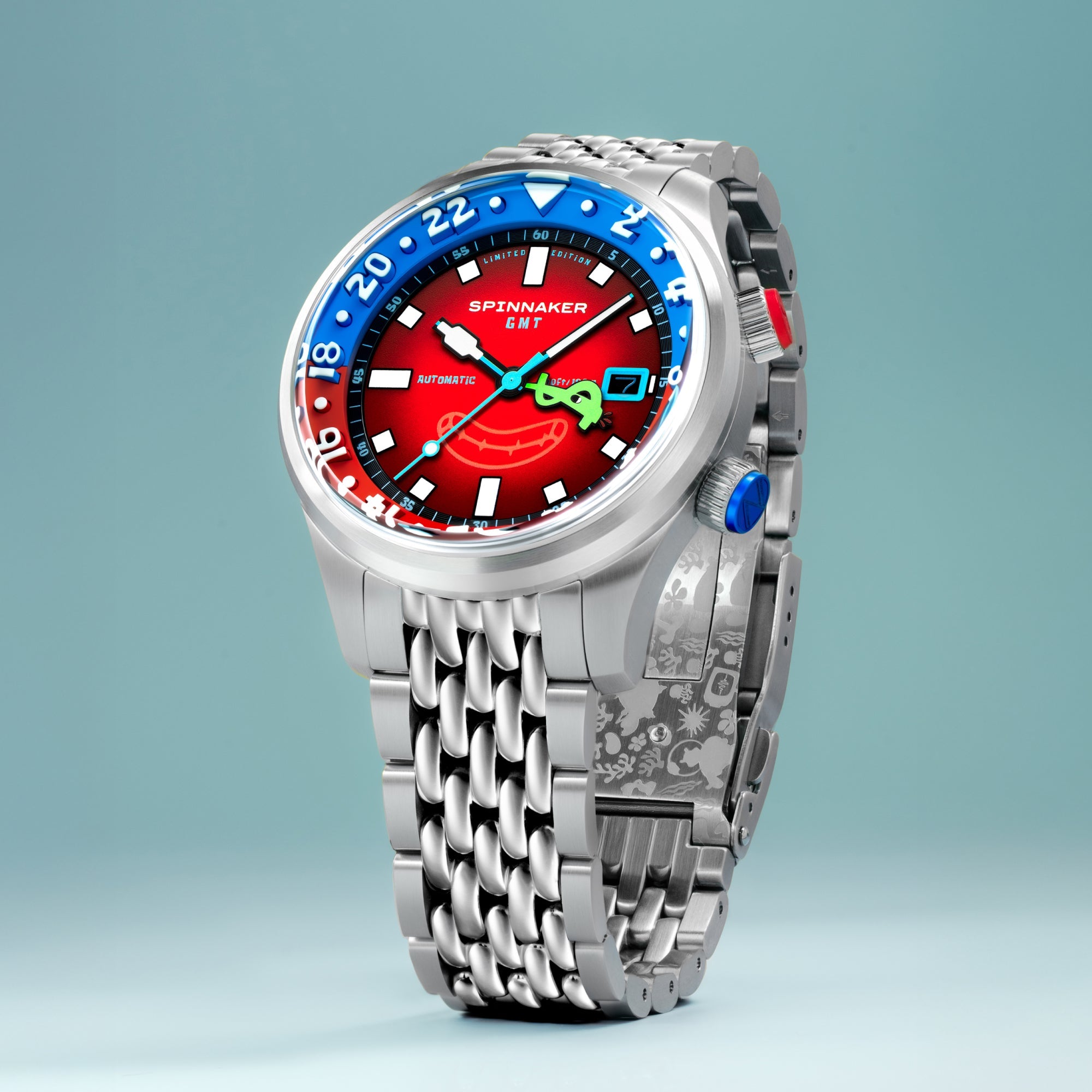 Spinnaker Bradner GMT Automatic Spongebob Squarepants Bubbly Grins Limited Edition Mr. Krabs Red Men's Watch SP-5162-22