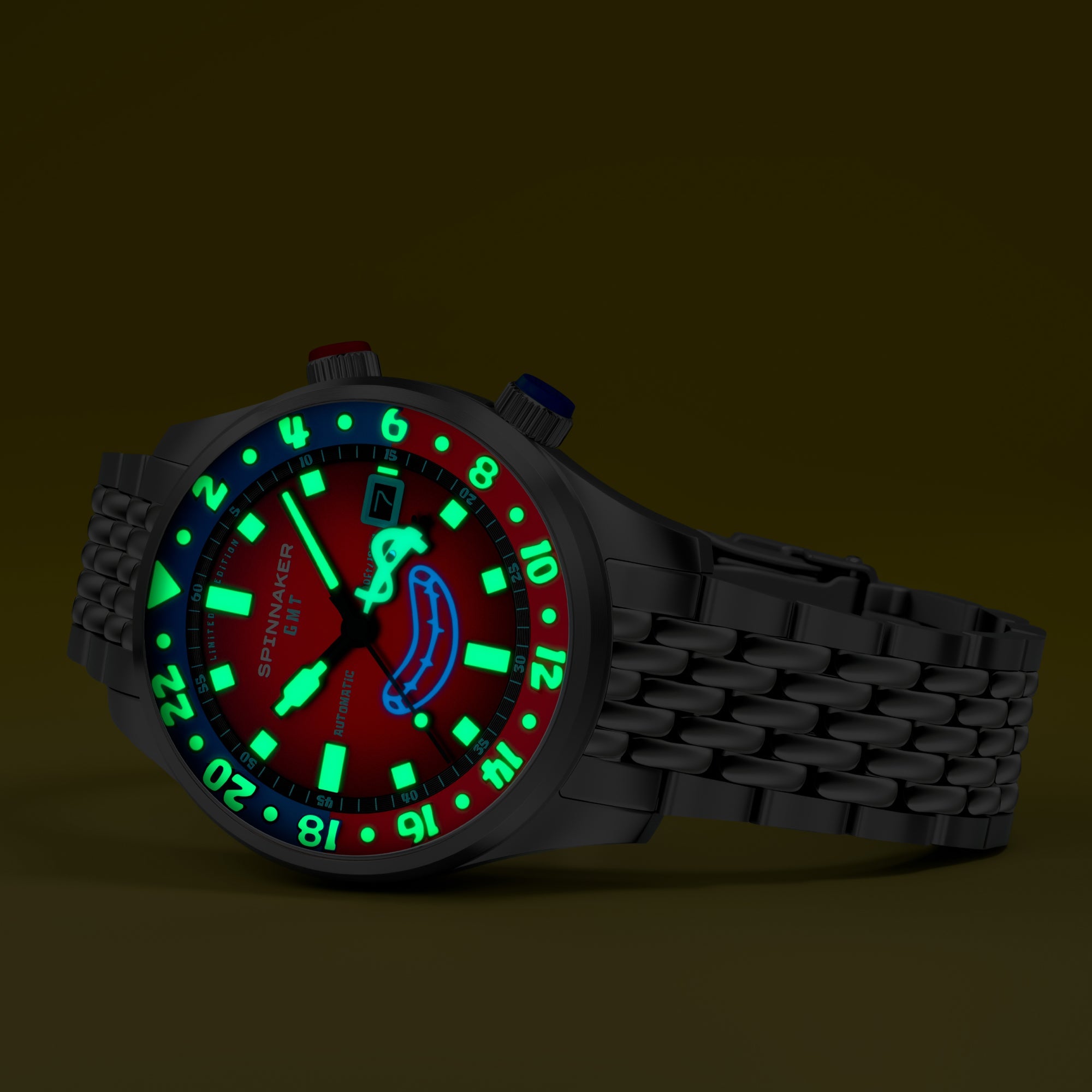 Spinnaker Bradner GMT Automatic Spongebob Squarepants Bubbly Grins Limited Edition Mr. Krabs Red Men's Watch SP-5162-22