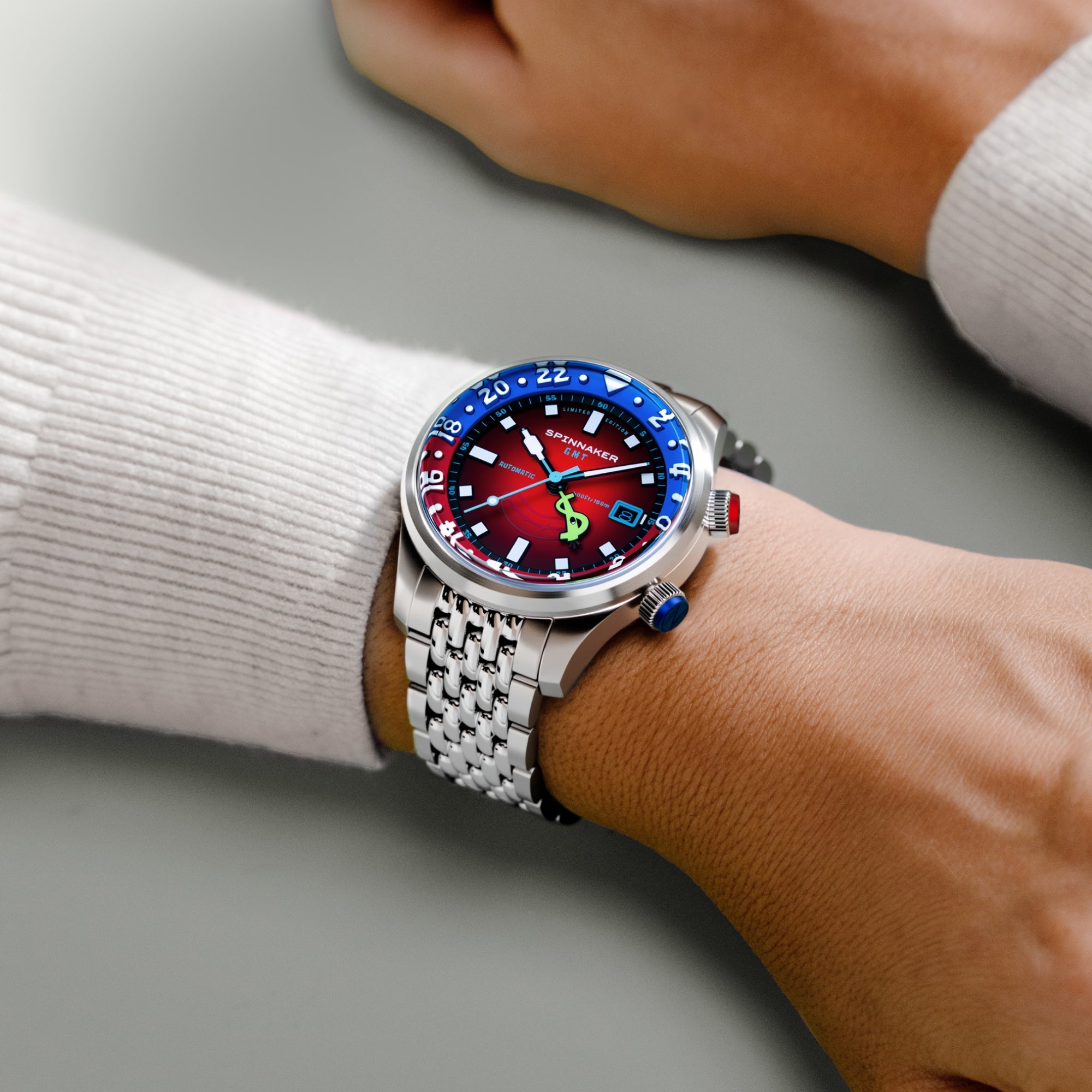Spinnaker Bradner GMT Automatic Spongebob Squarepants Bubbly Grins Limited Edition Mr. Krabs Red Men's Watch SP-5162-22