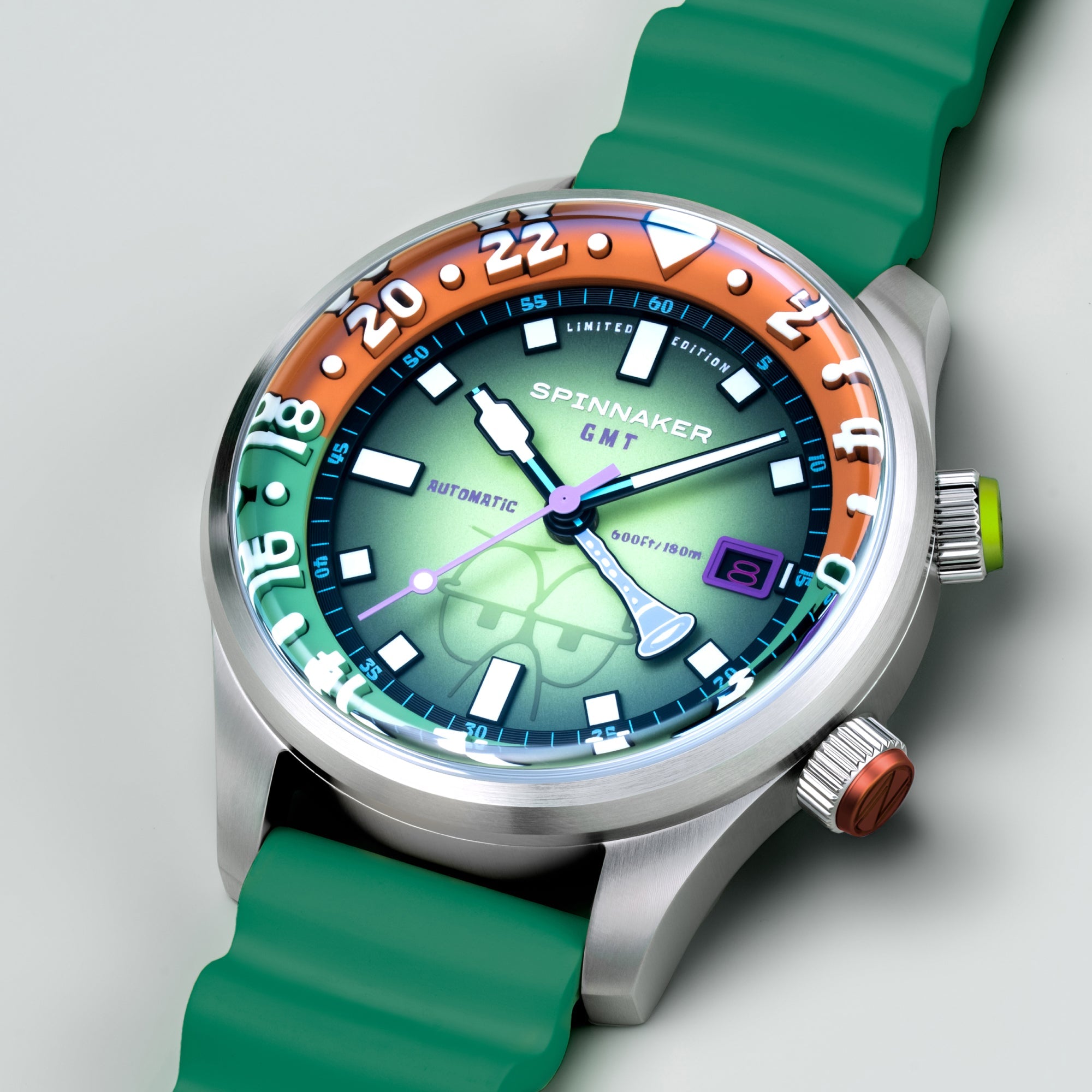 Spinnaker Bradner GMT Automatic Spongebob Squarepants Bubbly Grins Limited Edition Squidward Green Men's Watch SP-5162-33