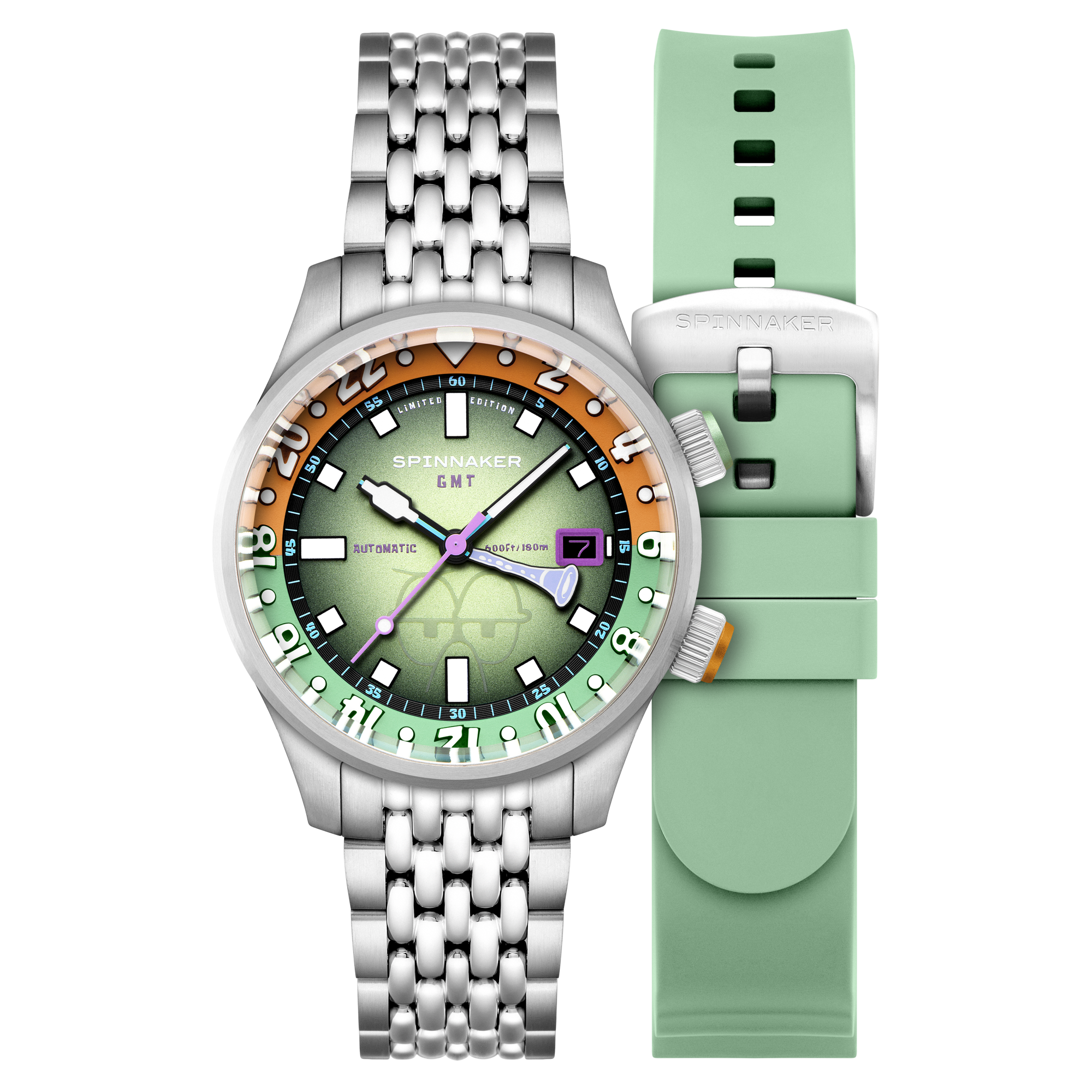 Spinnaker Bradner GMT Automatic Spongebob Squarepants Bubbly Grins Limited Edition Squidward Green Men's Watch SP-5162-33