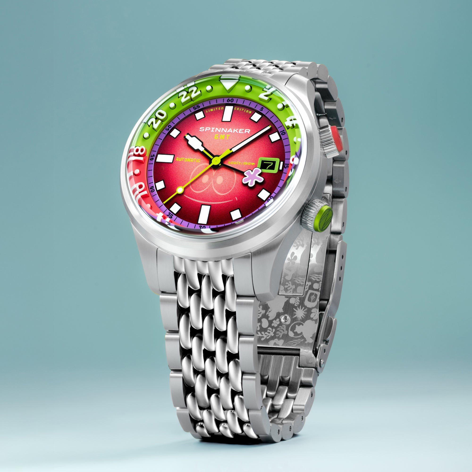 Spinnaker Bradner GMT Automatic Spongebob Squarepants Bubbly Grins Limited Edition Patrick Pink Men's Watch SP-5162-44