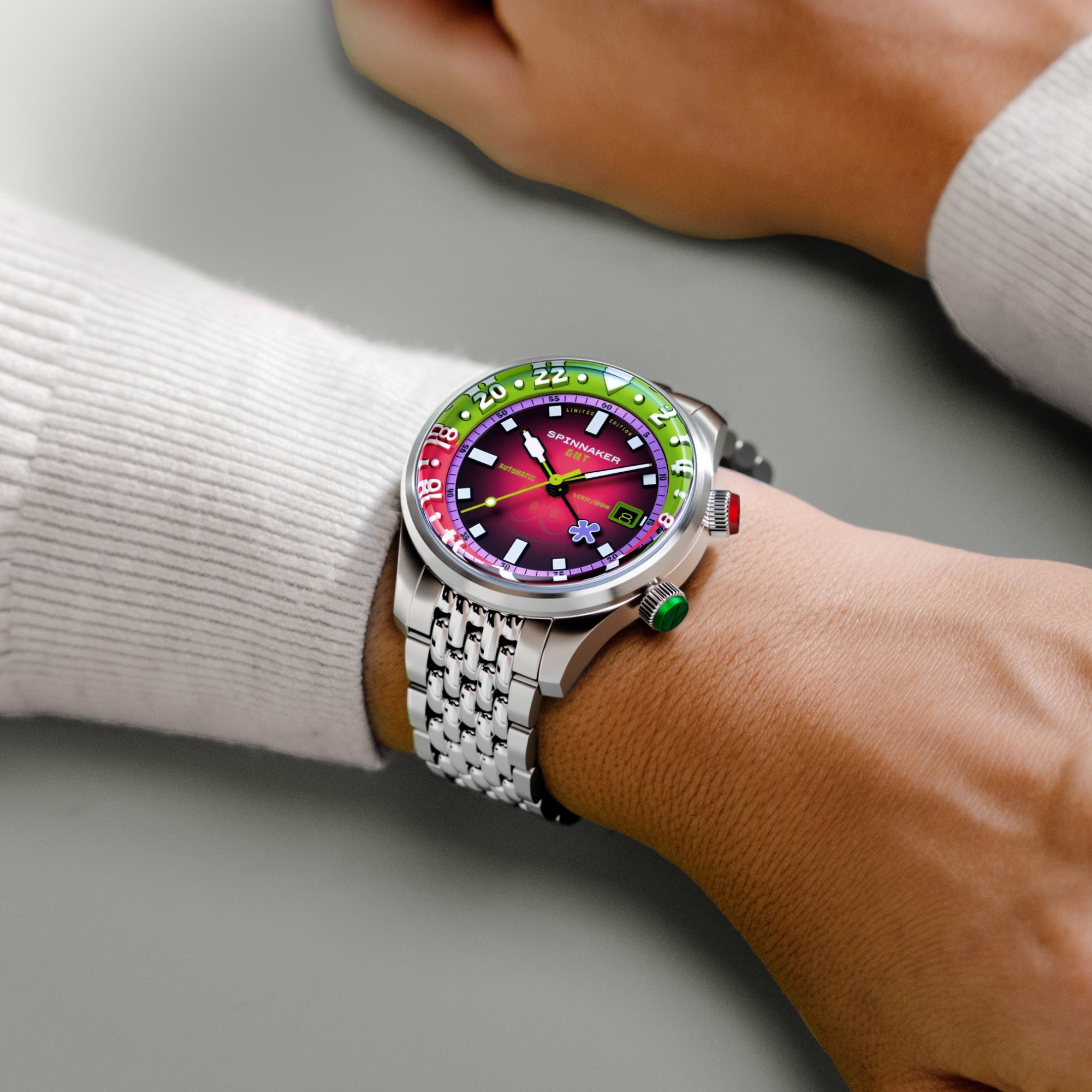 Spinnaker Bradner GMT Automatic Spongebob Squarepants Bubbly Grins Limited Edition Patrick Pink Men's Watch SP-5162-44