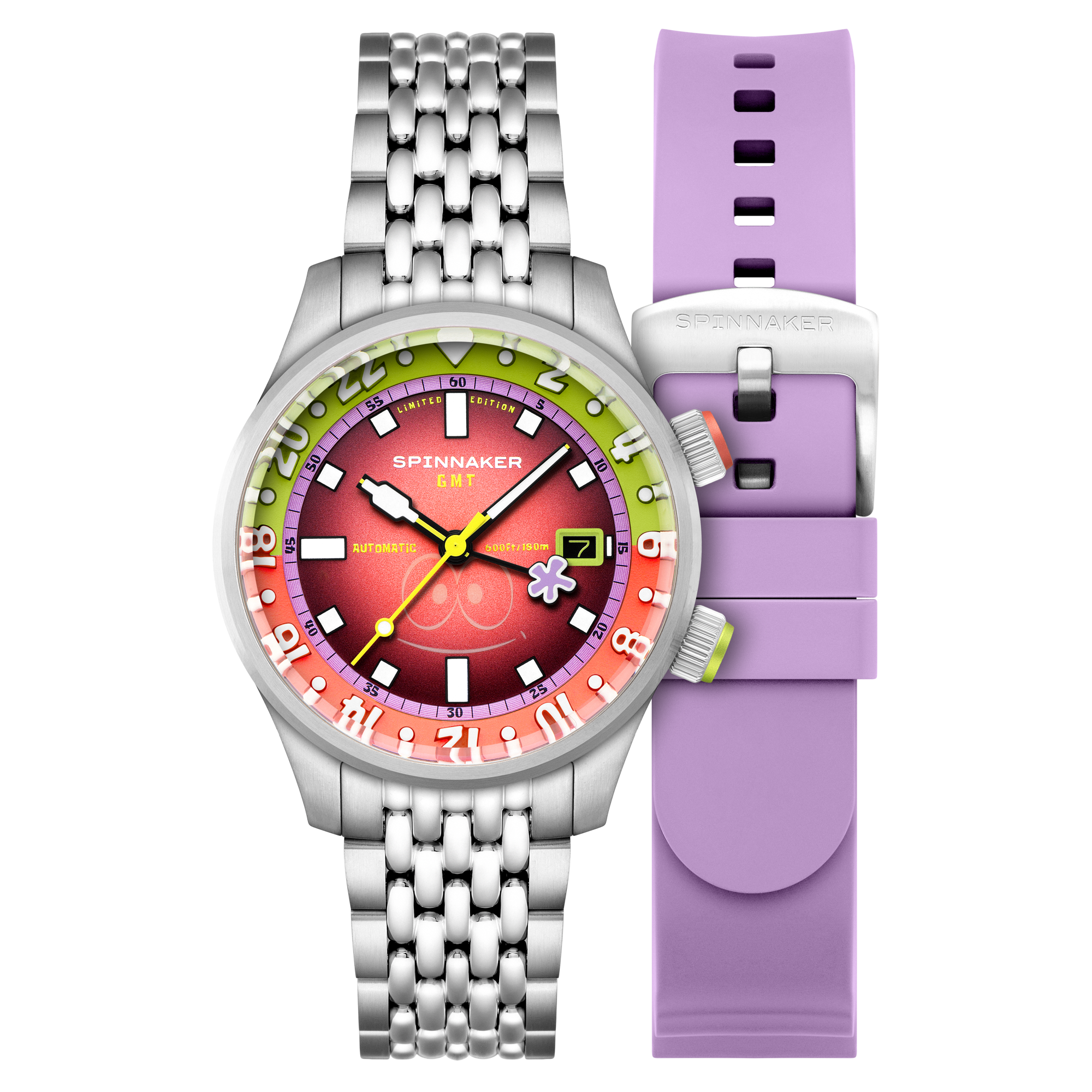 Spinnaker Bradner GMT Automatic Spongebob Squarepants Bubbly Grins Limited Edition Patrick Pink Men's Watch SP-5162-44