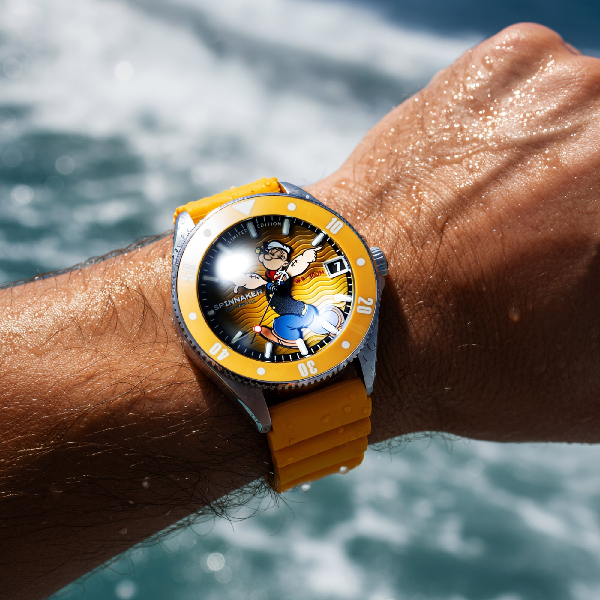 SPINNAKER Spinnaker Challenger Automatic Popeye Anchor Arms Limited Edition Corncob Yellow Men's Watch SP-5163-01