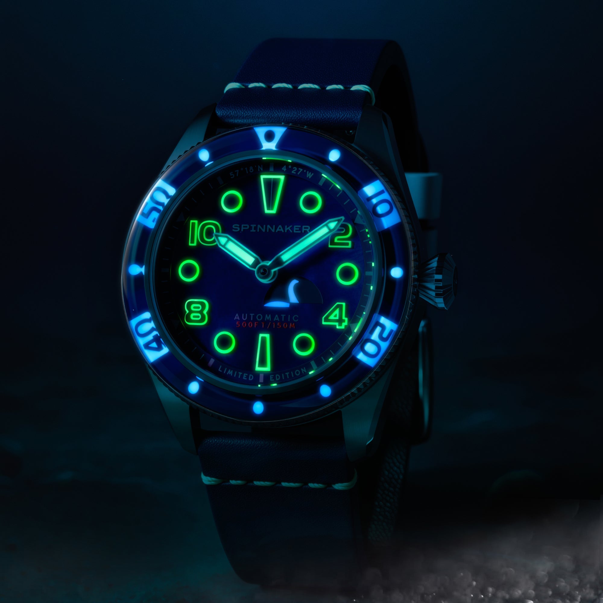 SPINNAKER Spinnaker Fleuss Automatic Nessie Blue Pearl Diver Limited Edition Men's Watch SP-5168-01