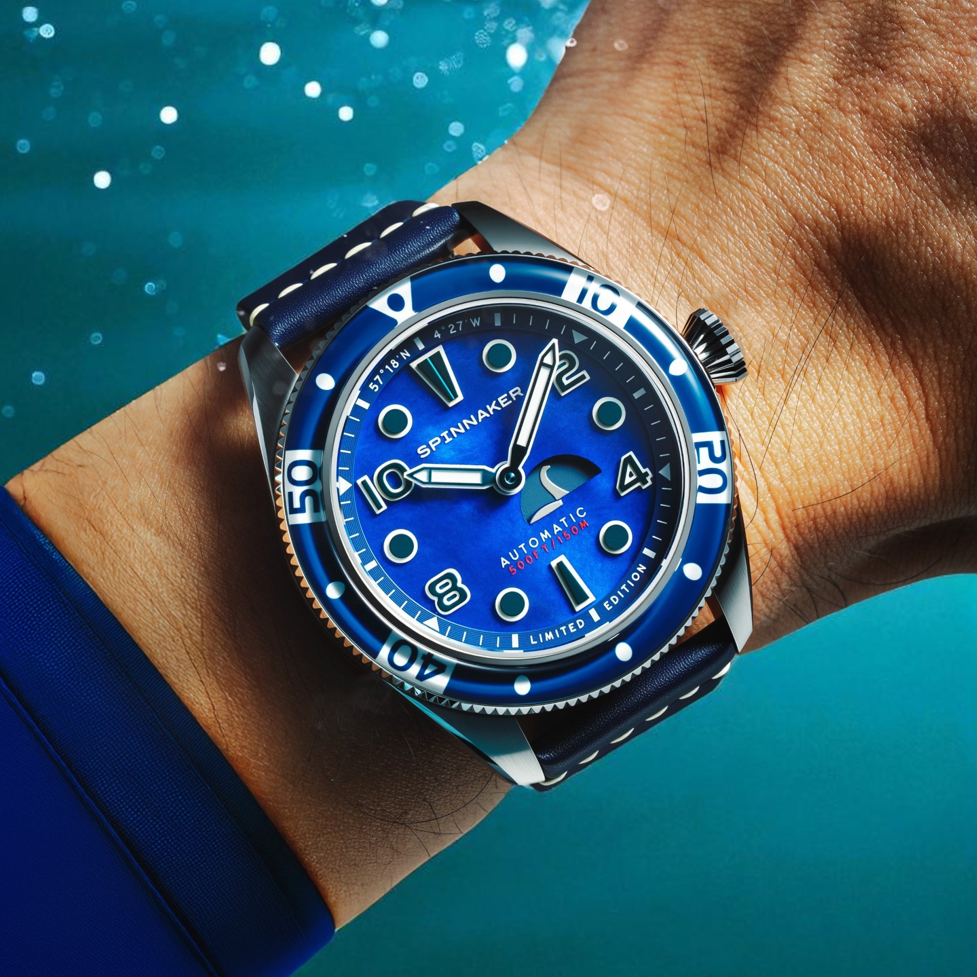 SPINNAKER Spinnaker Fleuss Automatic Nessie Blue Pearl Diver Limited Edition Men's Watch SP-5168-01