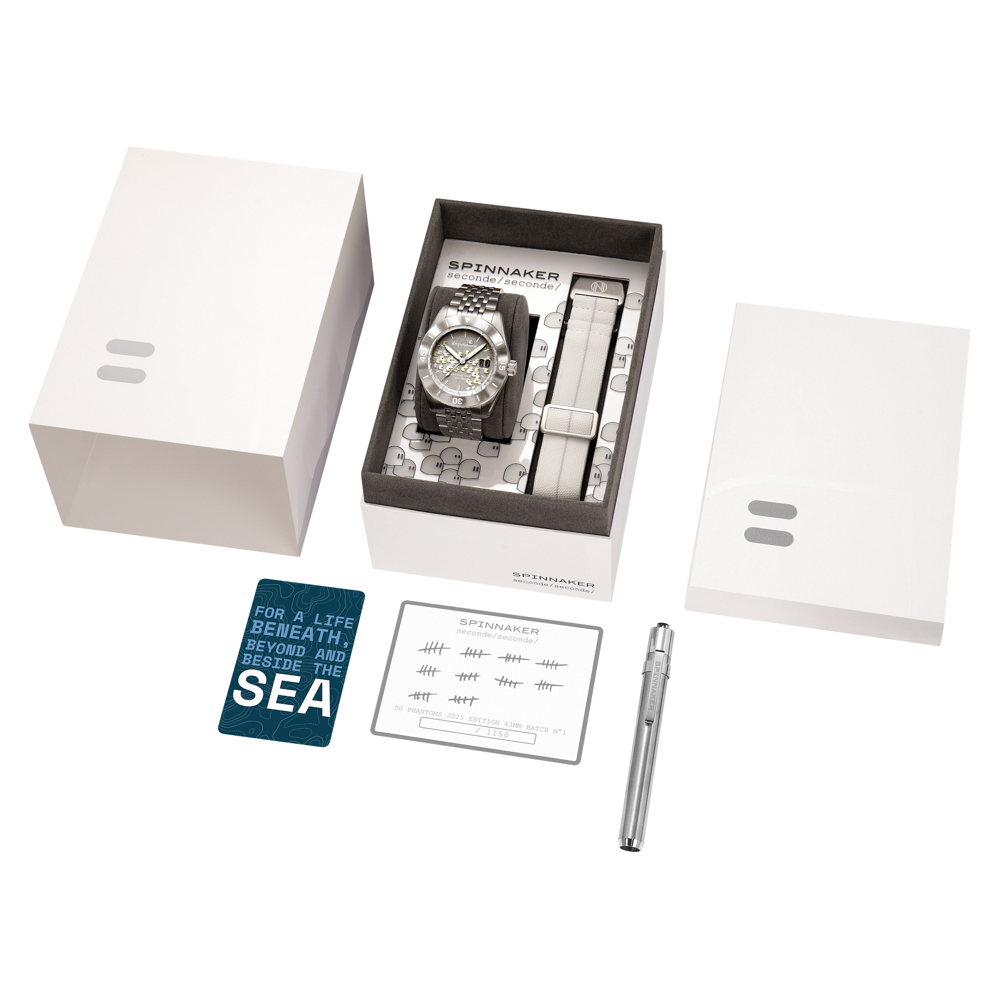 Spinnaker Fleuss Automatic Seconde Seconde 2025 Edition 43mm Phantom White Men's Watch SP-5170-11B