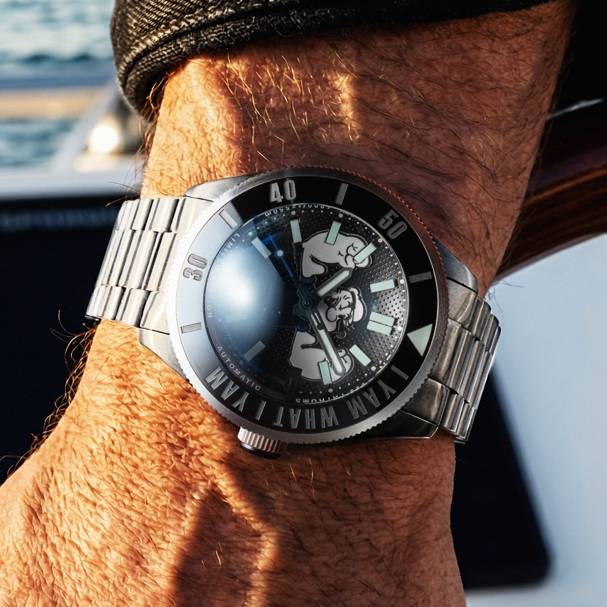 Spinnaker Piccard Automatic Popeye Forearm Fury Limited Edition Barnacle Black Men's Watch SP-5173-11