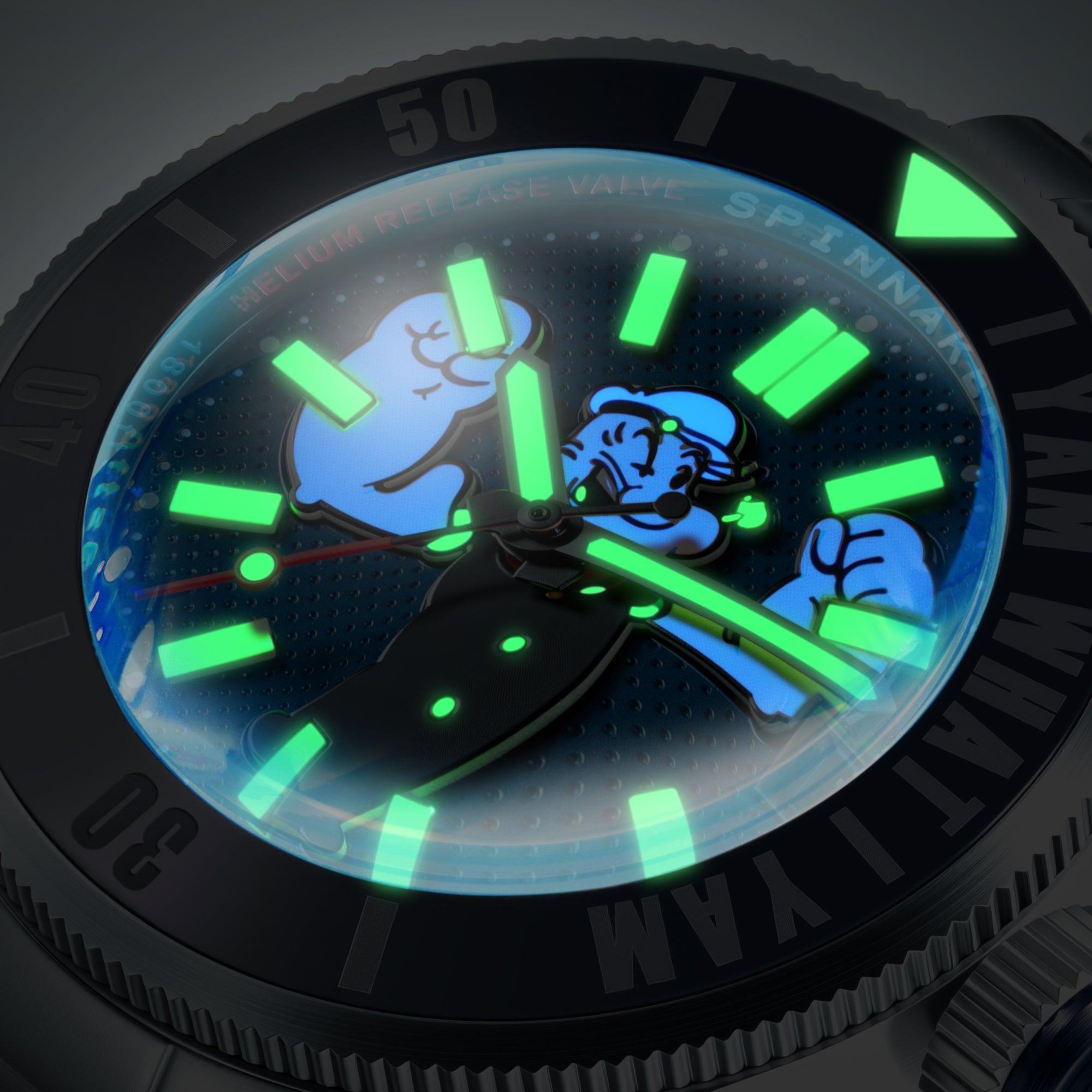 Spinnaker Piccard Automatic Popeye Forearm Fury Limited Edition Buoy Blue Men's Watch SP-5173-22