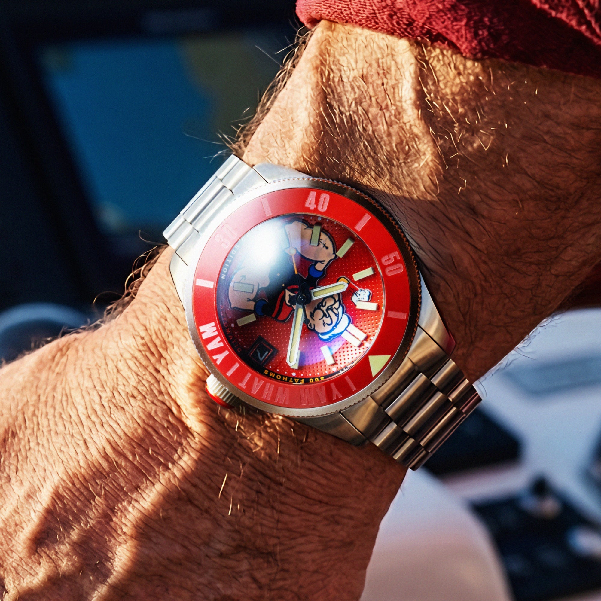 Spinnaker Piccard Automatic Popeye Forearm Fury Limited Edition Blistering Red Men's Watch SP-5173-33