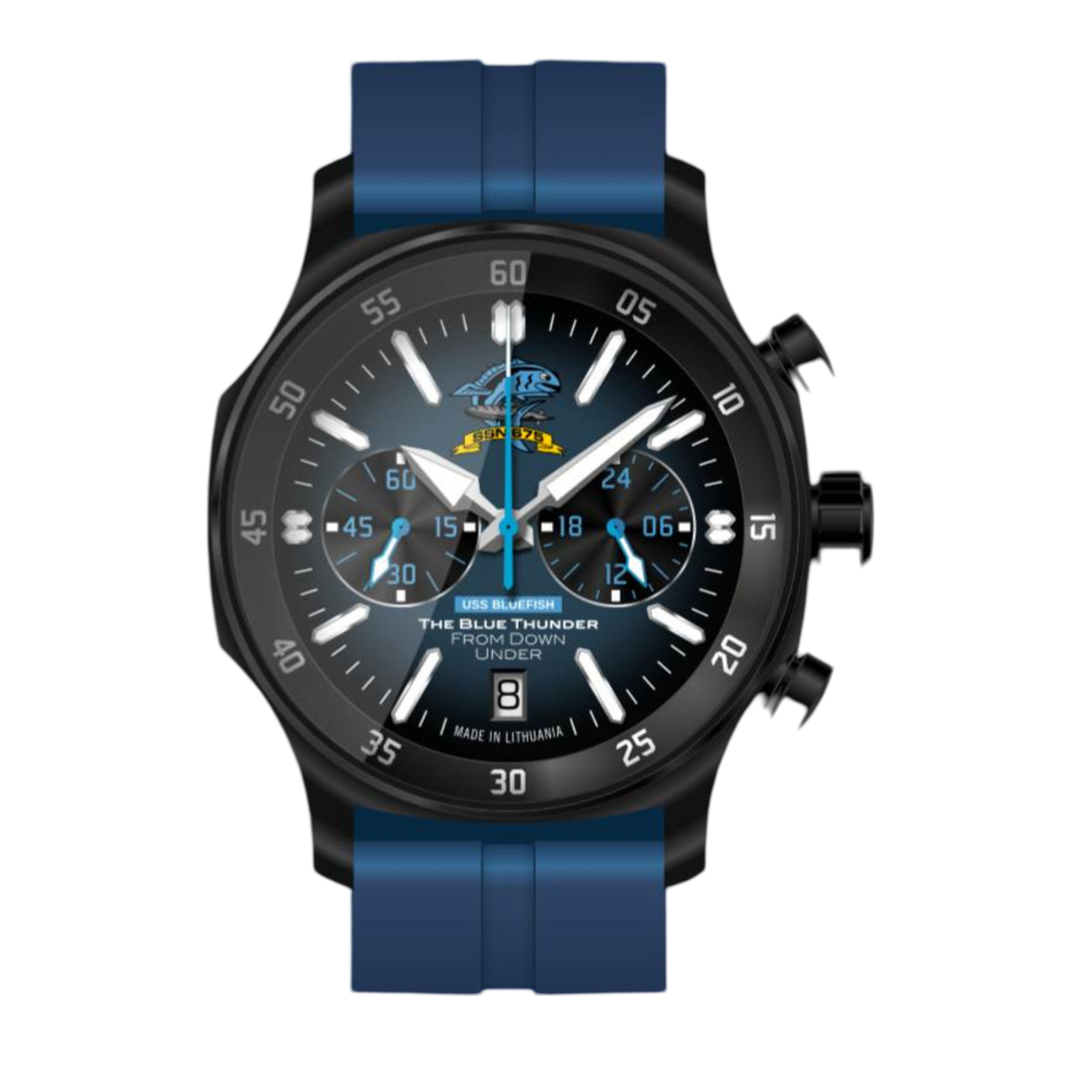 VOSTOK EUROPE Vostok Europe Blue Fish Quartz Chronograph Submarine Men's Watch VK64/592C459