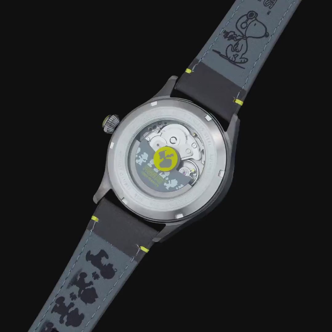 AVI-8 AVI-8 Flyboy Engineer Automatic Peanuts Snoopy Flying Ace Monotone Limited Edition Grey Glider Men's Watch AV-4156-03