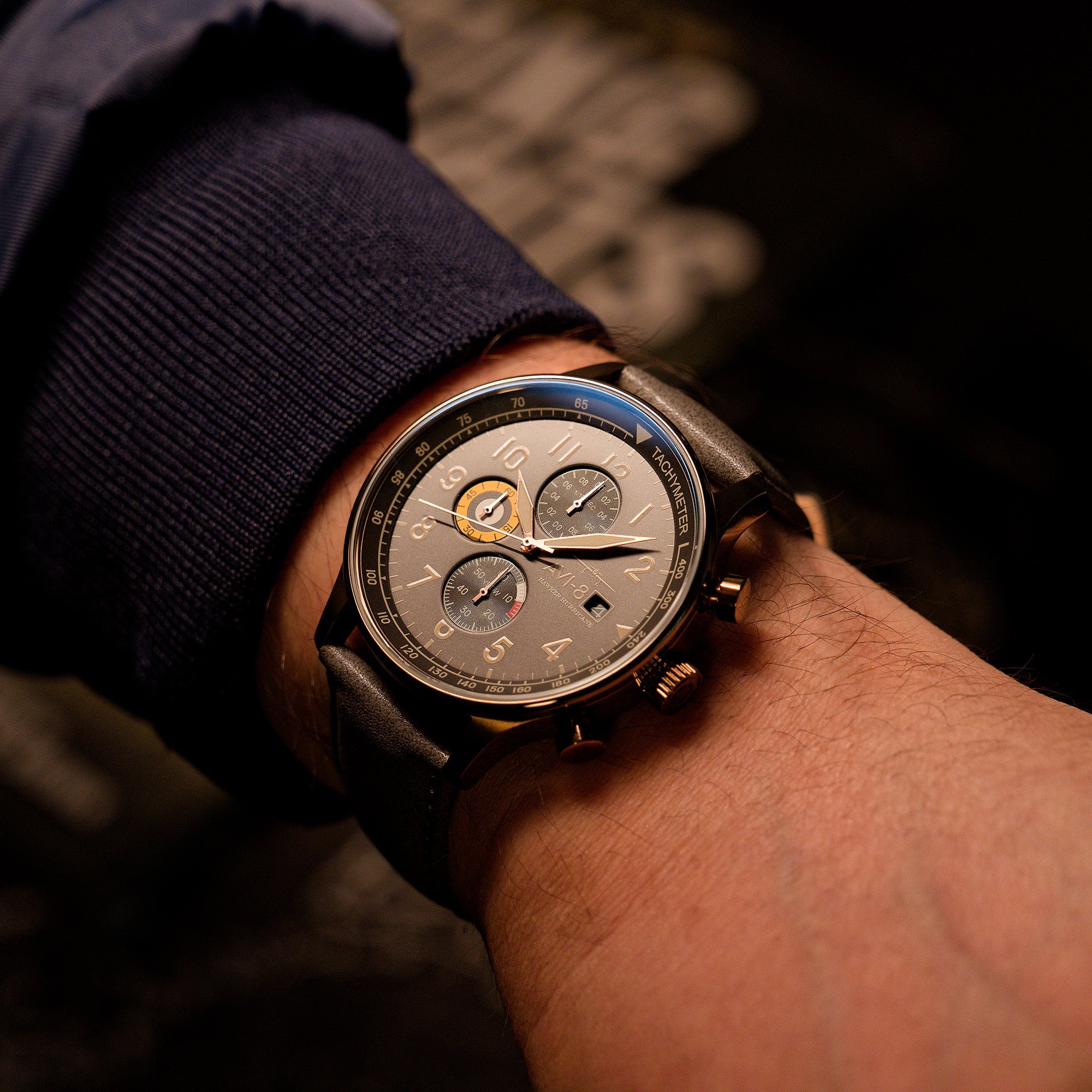 AVI-8 AVI-8 Hawker Hurricane Classic Chronograph Fossil Grey Men's Watch AV-4011-0P