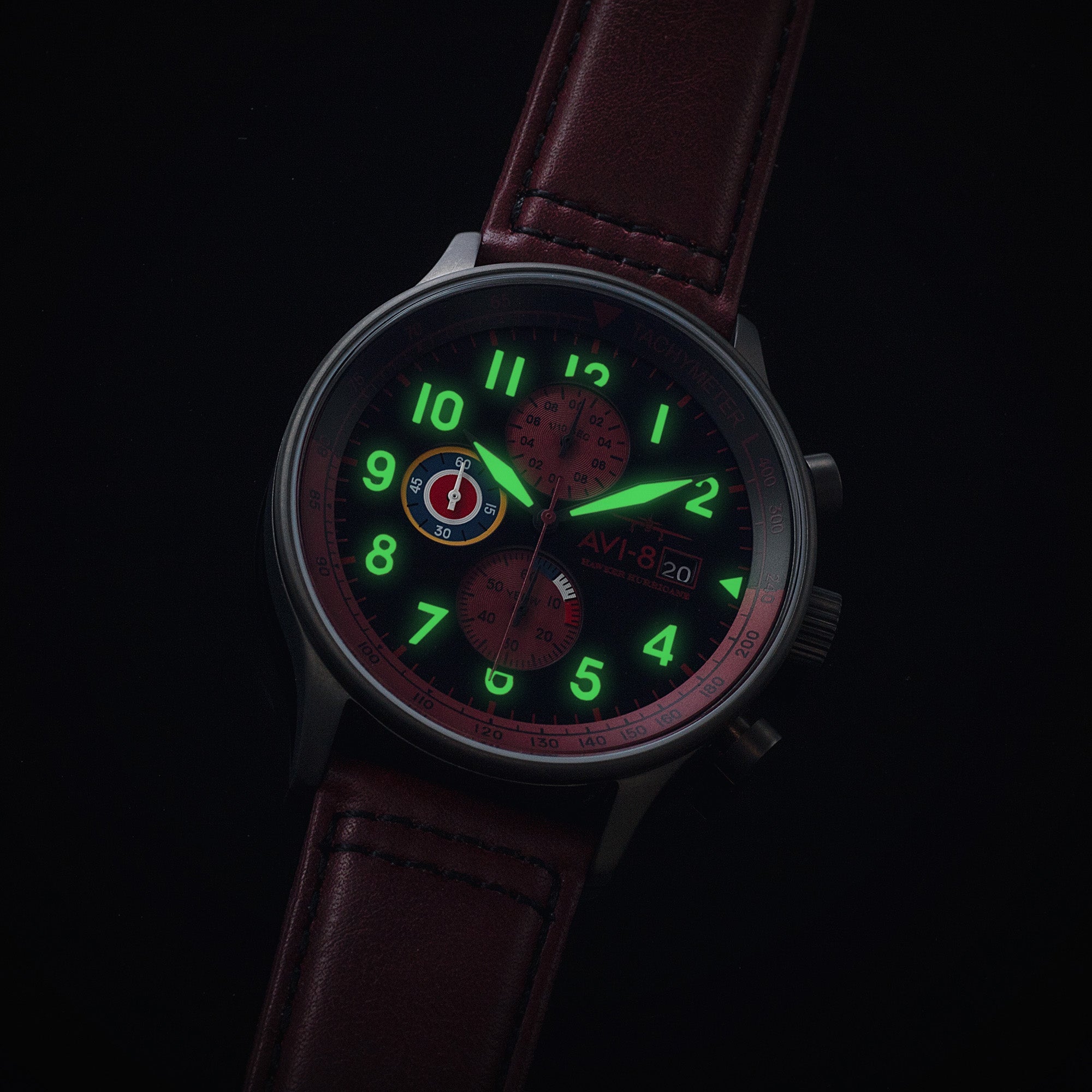 AVI-8 AVI-8 Hawker Hurricane Classic Chronograph Blood Red Men's Watch AV-4011-0S