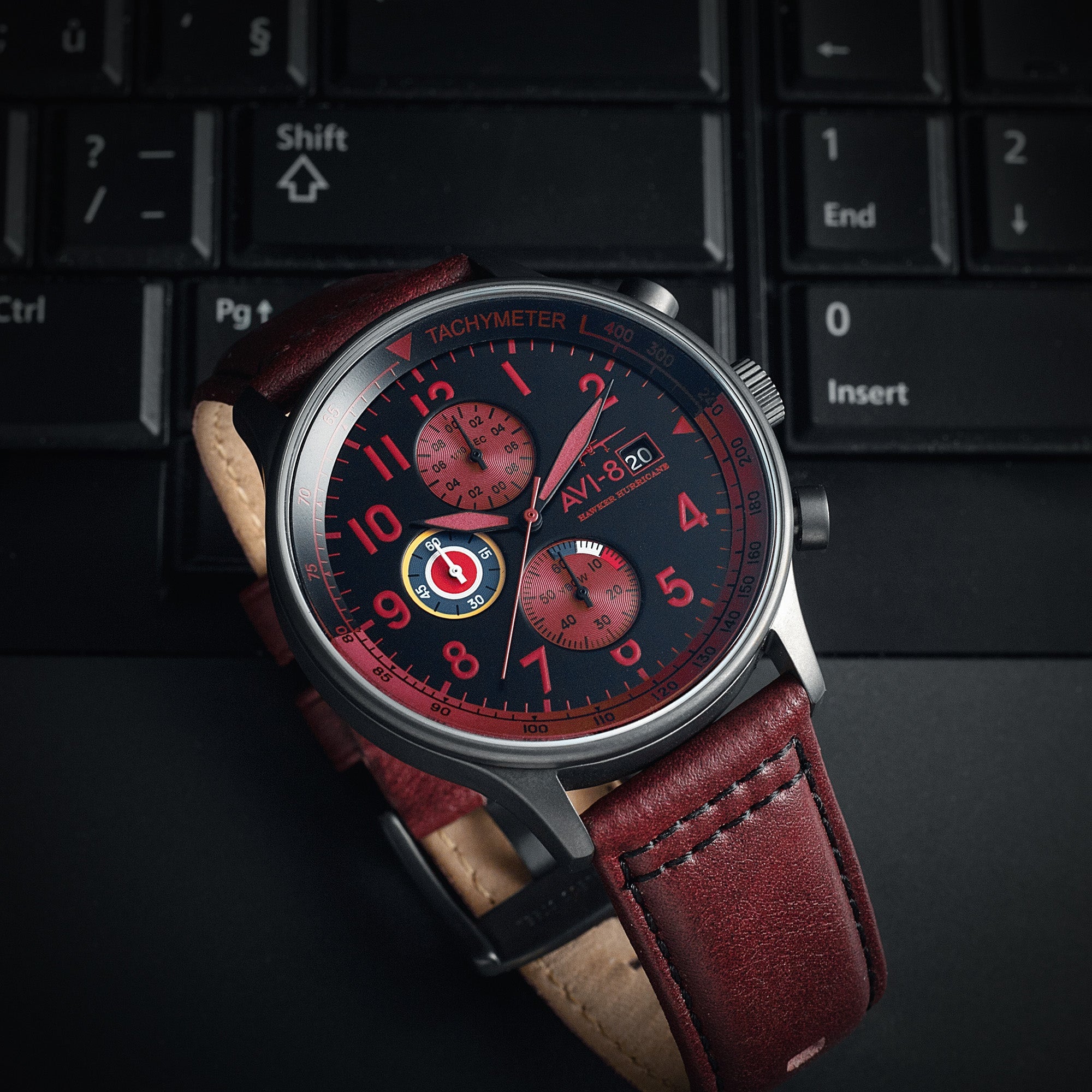 AVI-8 AVI-8 Hawker Hurricane Classic Chronograph Blood Red Men's Watch AV-4011-0S