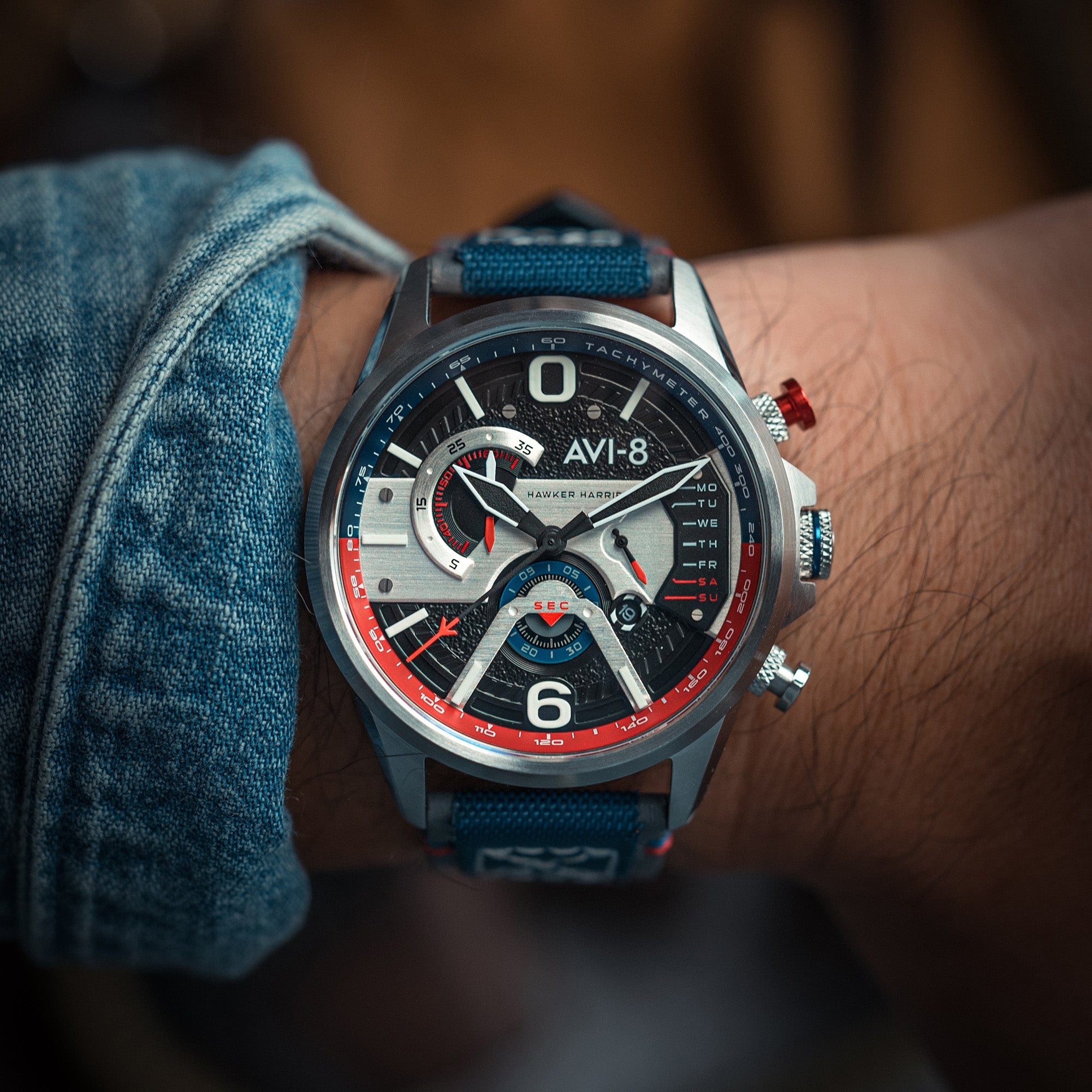 AVI-8 AVI-8 Hawker Harrier Dual Retrograde Quartz Chronograph Admiral Black Steel Men's Watch AV-4056-09