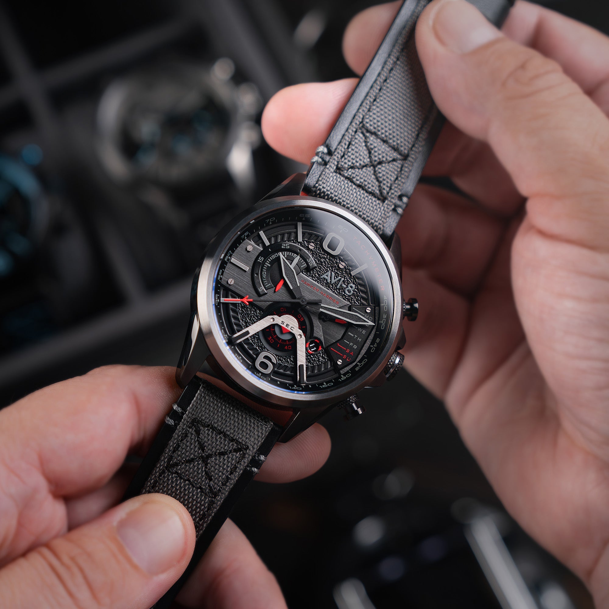 AVI-8 AVI-8 Hawker Harrier Dual Retrograde Chronograph Carbon Black Men's Watch AV-4056-0B