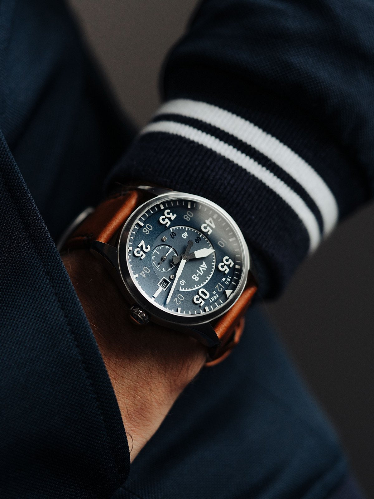 AVI-8 AVI-8 Pilot Spitfire Men's Oxford Japanese Automatic Oxford Blue Watch AV-4073-11