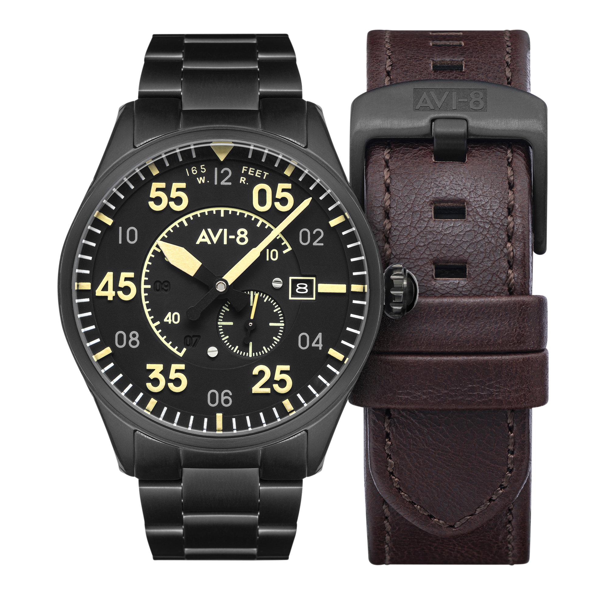 AVI-8 AVI-8 Pilot Spitfire Men's Midnight Chrome Japanese Automatic Midnight Chrome Watch AV-4073-33