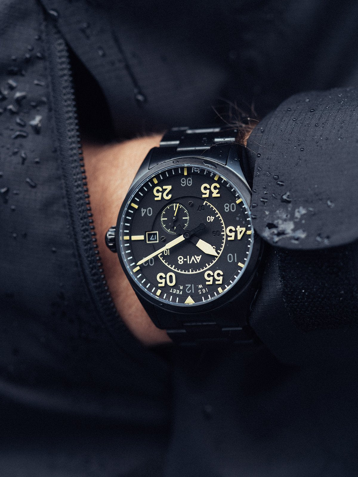 AVI-8 AVI-8 Pilot Spitfire Men's Midnight Chrome Japanese Automatic Midnight Chrome Watch AV-4073-33
