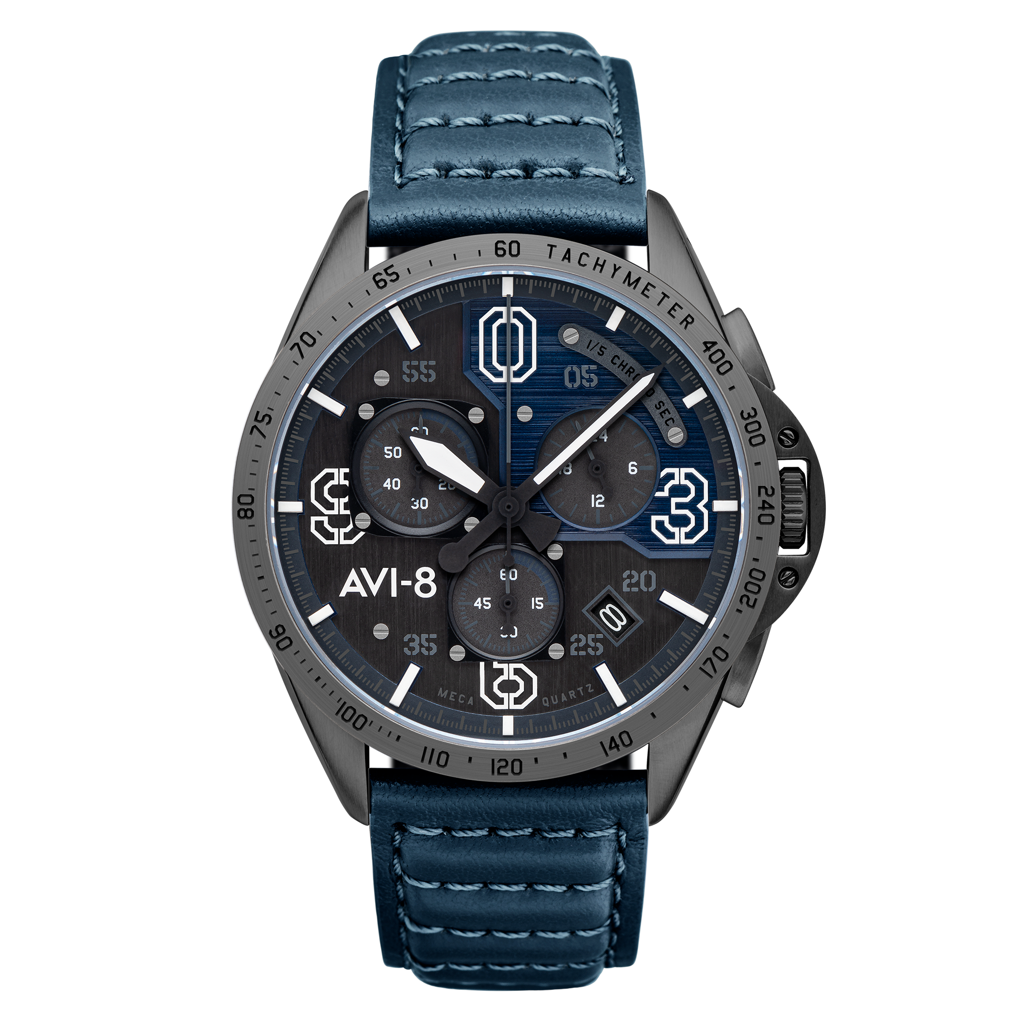 AVI-8 AVI-8 Mens P-51 Mustang Blakeslee Chronograph Air Blue Japanese Meca-Quartz Pilot Watch AV-4077-04