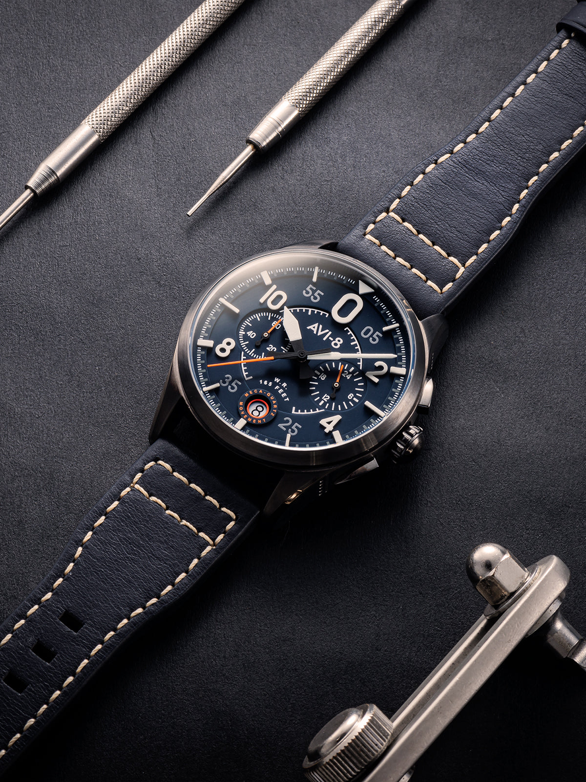 AVI-8 AVI-8 Pilot Spitfire Lock Men's Channel Japanese Quartz Channel Blue Watch AV-4089-04