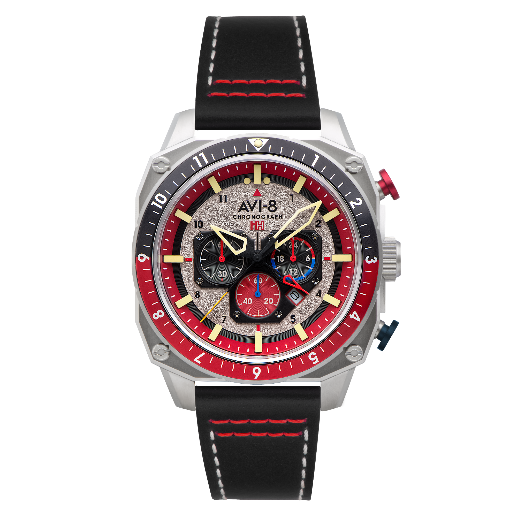 AVI-8 AVI-8 Atlas Dual Time Japanese Chronograph Hazard Red Men's Watch AV-4100-03