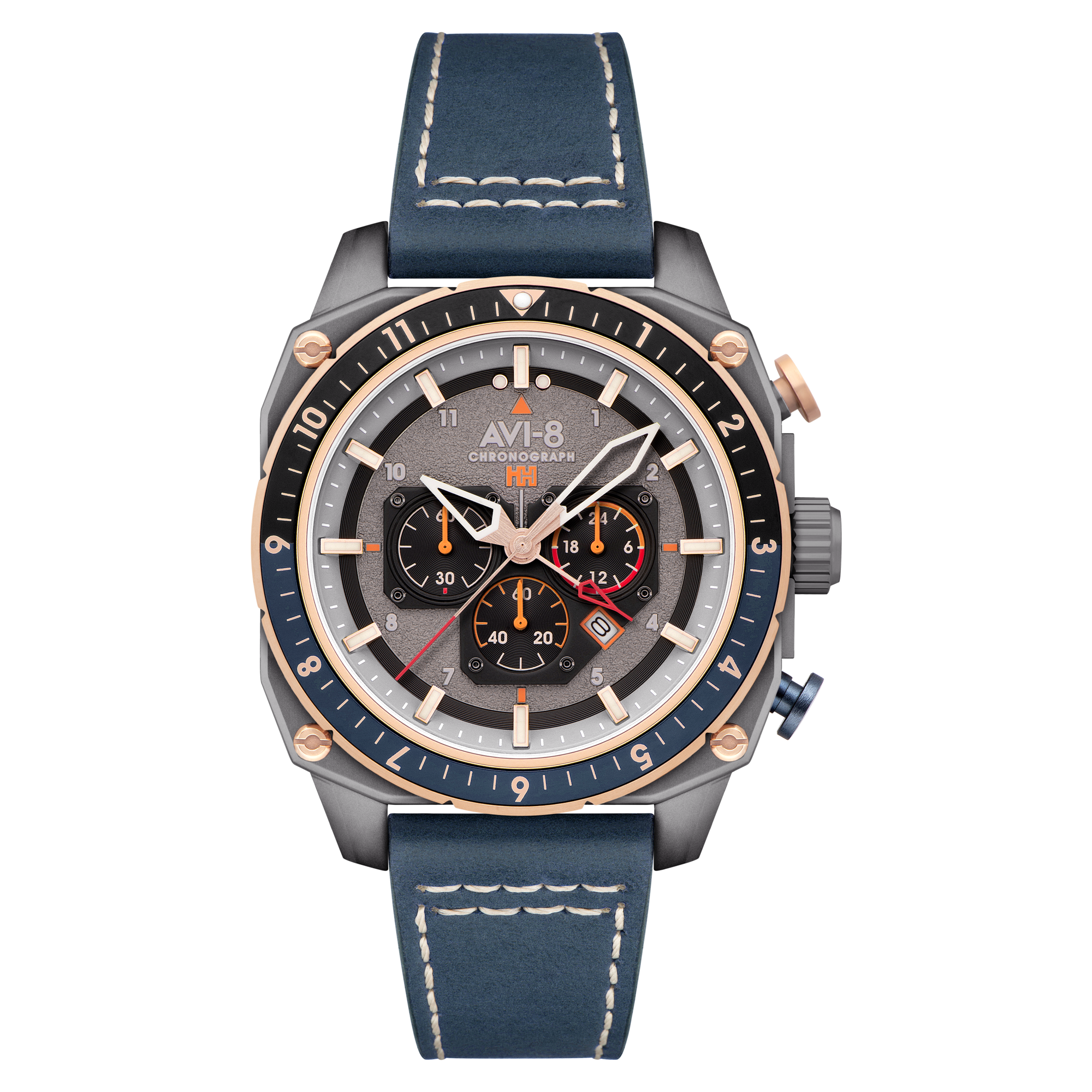 AVI 8 Hawker Hunter Atlas Dual Time Chronograph Charcoal Grey Men s Wa